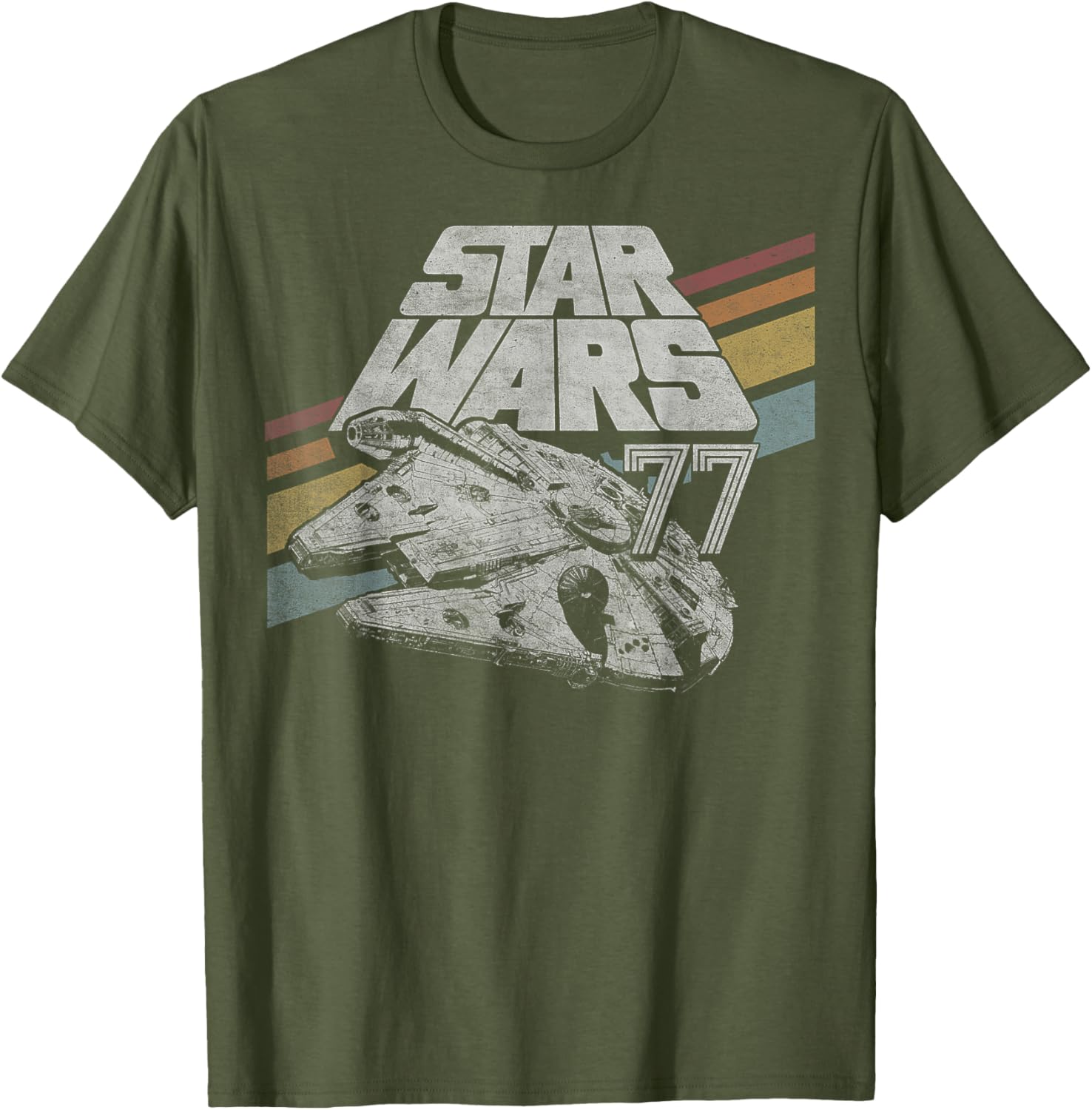 Retro Star Wars Millennium Falcon T-Shirt with Diagonal Stripes for Fans - 13