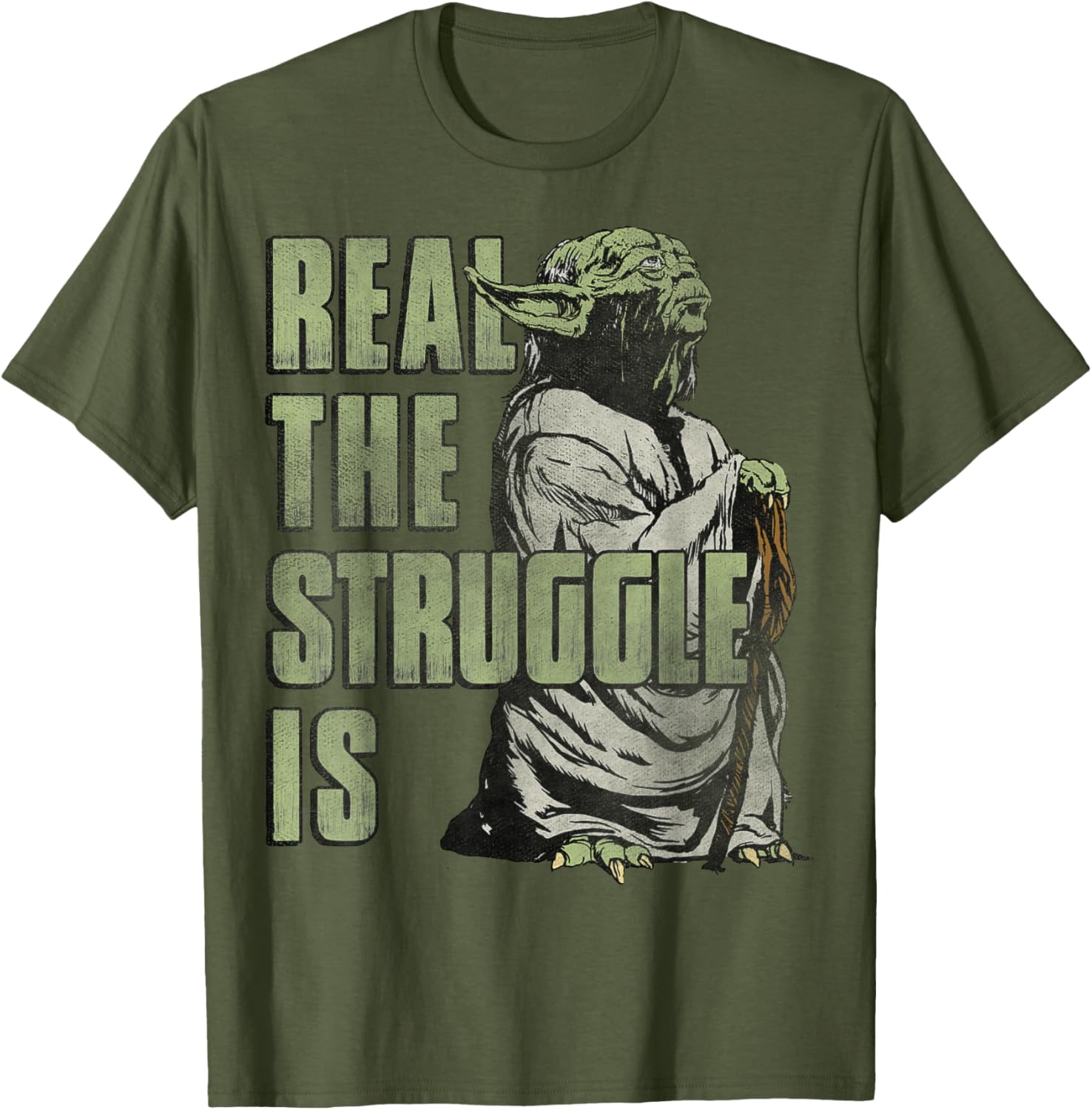 Star Wars Yoda Graphic T-Shirt The Struggle Is Real Fun Apparel - 6
