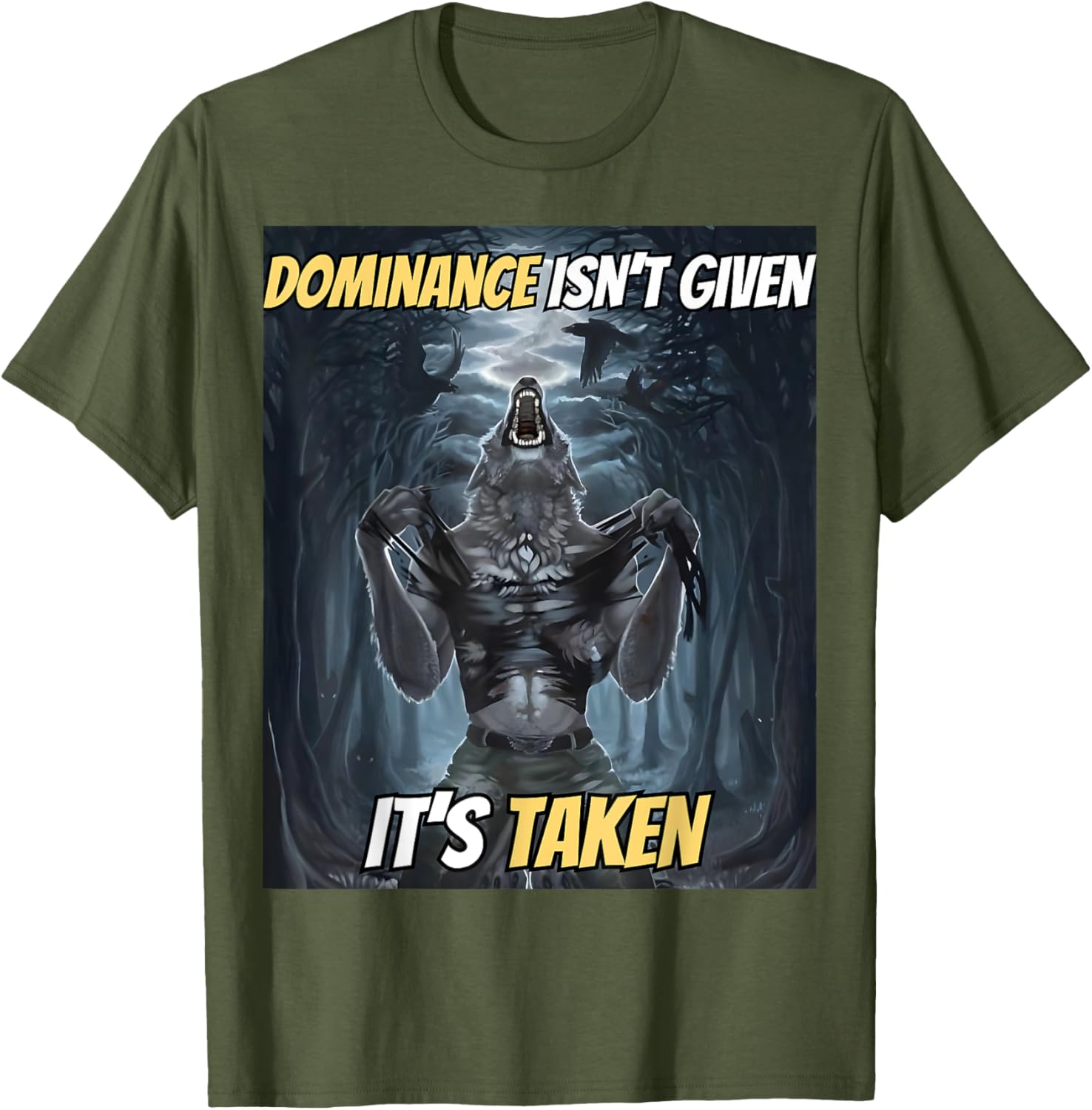Y2K Alpha Wolf Meme T-Shirt - Dominance Isn't Given, It's Taken - 9