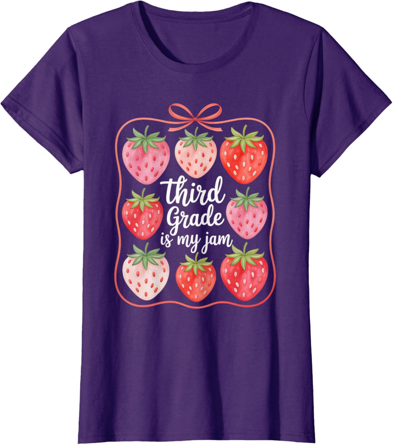 Cute Strawberry Teacher Back to School T-Shirt for Third Grade Fun - 1