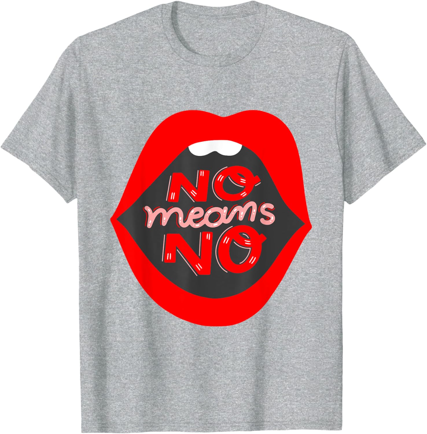 Retro Feminist No Means No Consent Pop Art Lips T-Shirt for Awareness - 4