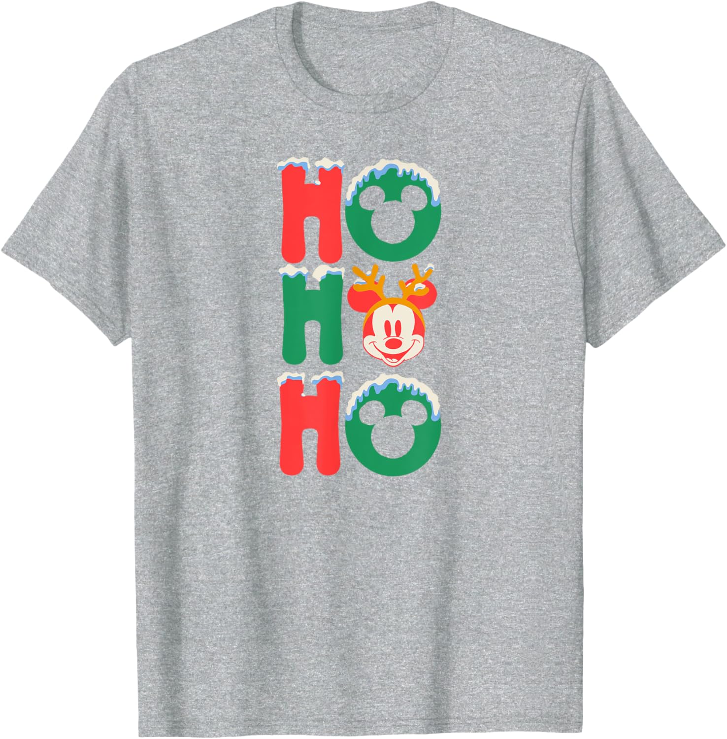 Mickey Mouse Ho Ho Ho Antlers Christmas T-Shirt for Men, Black Small - 1