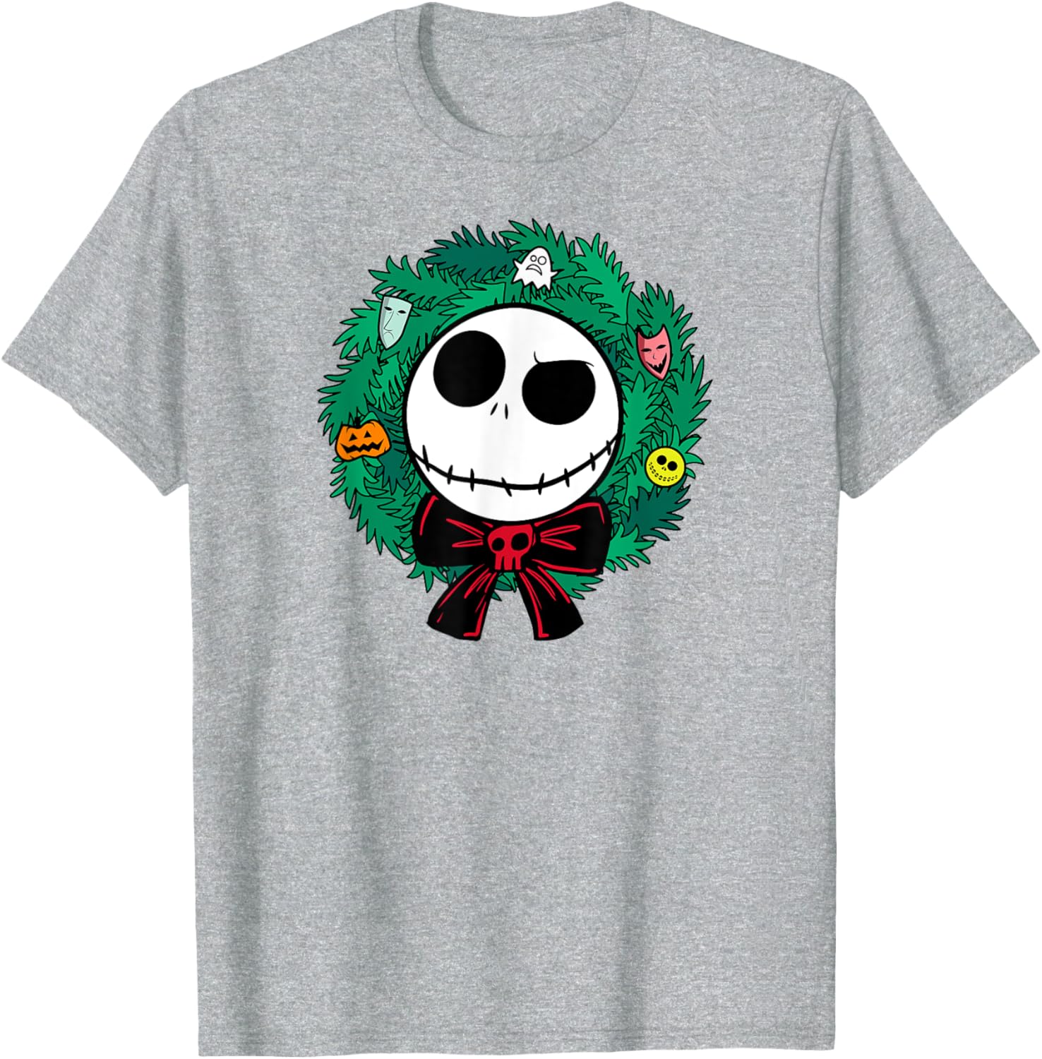 Festive Men's Nightmare Before Christmas Blue Wreath T-Shirt, Small - 5