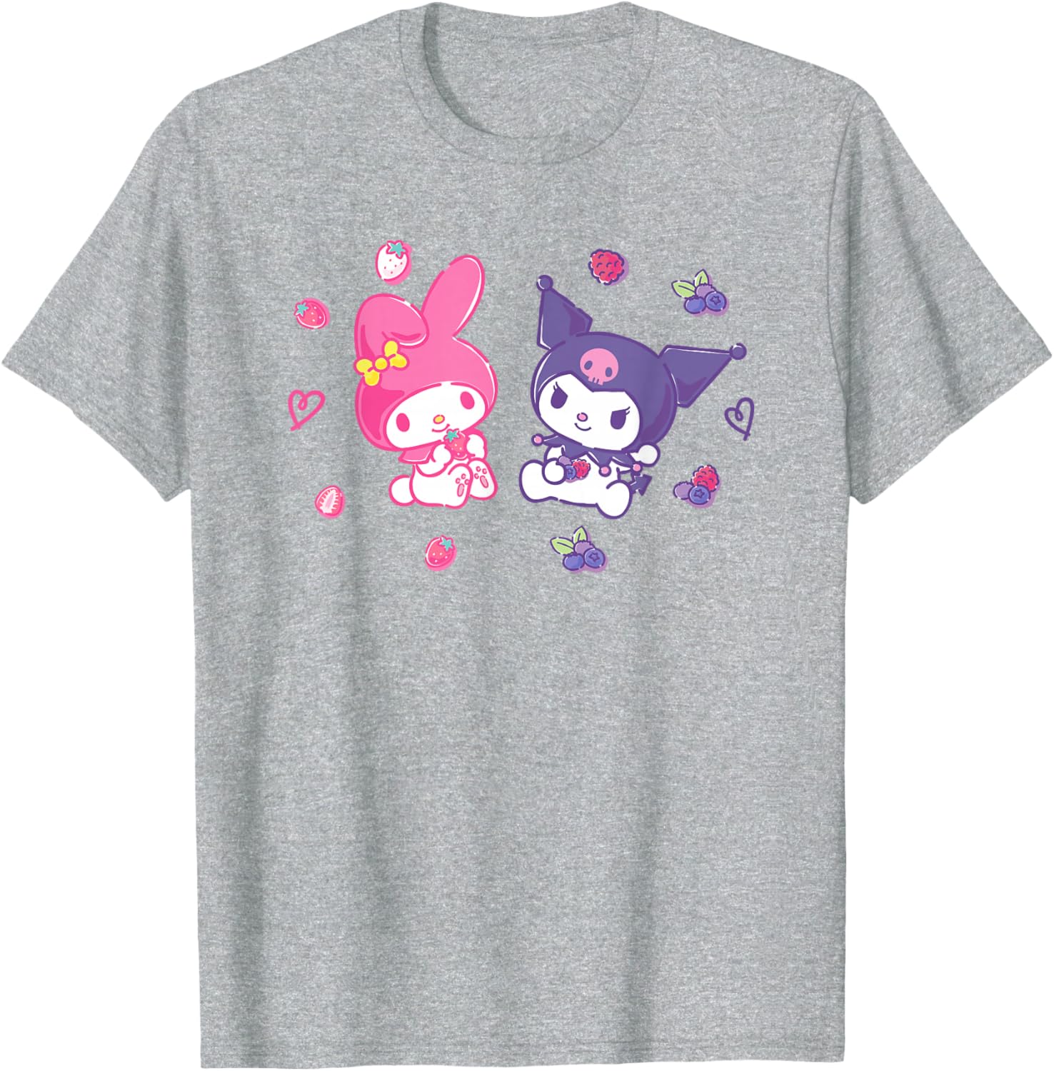 Sanrio Kuromi and My Melody Berry T-Shirt for Kids, Small Black Design - 19