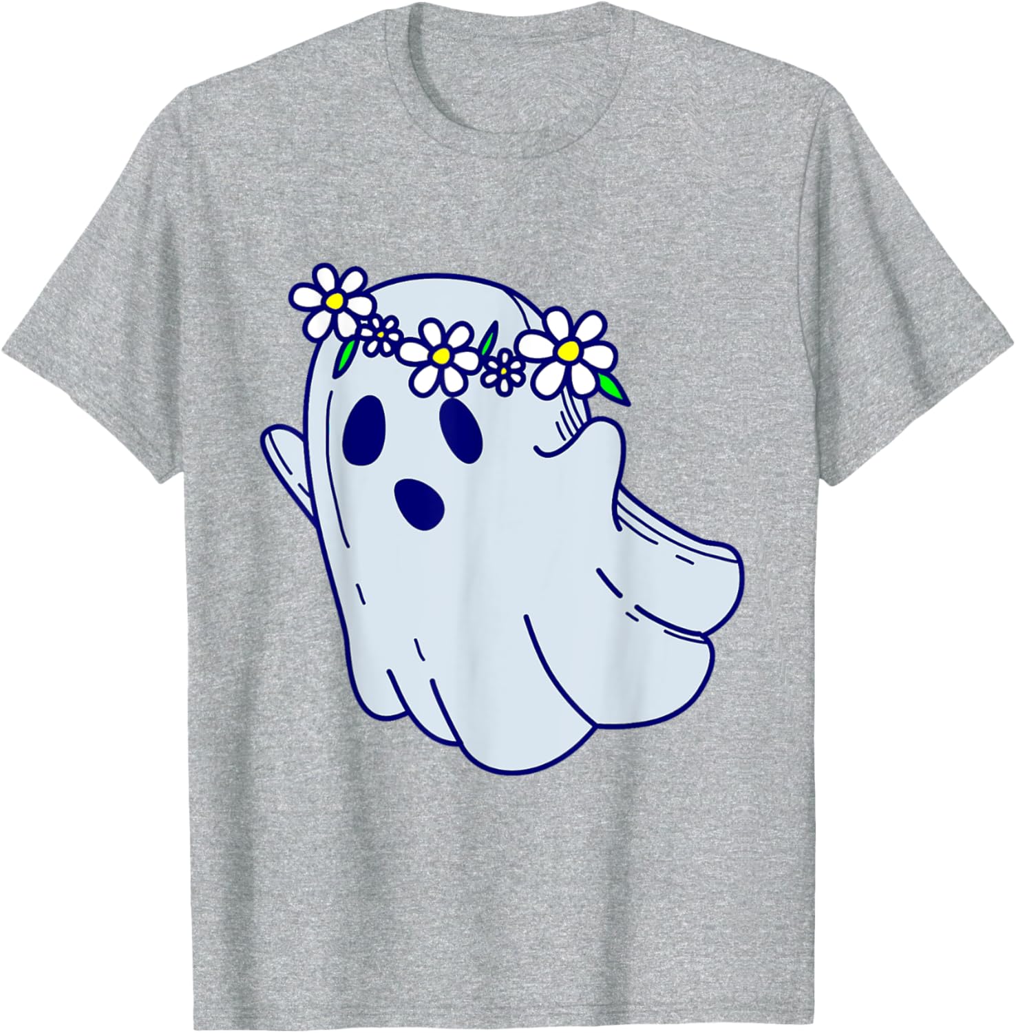 Groovy Halloween Ghost Boho Floral 1960s Goth T-Shirt for Spooky Style - 26