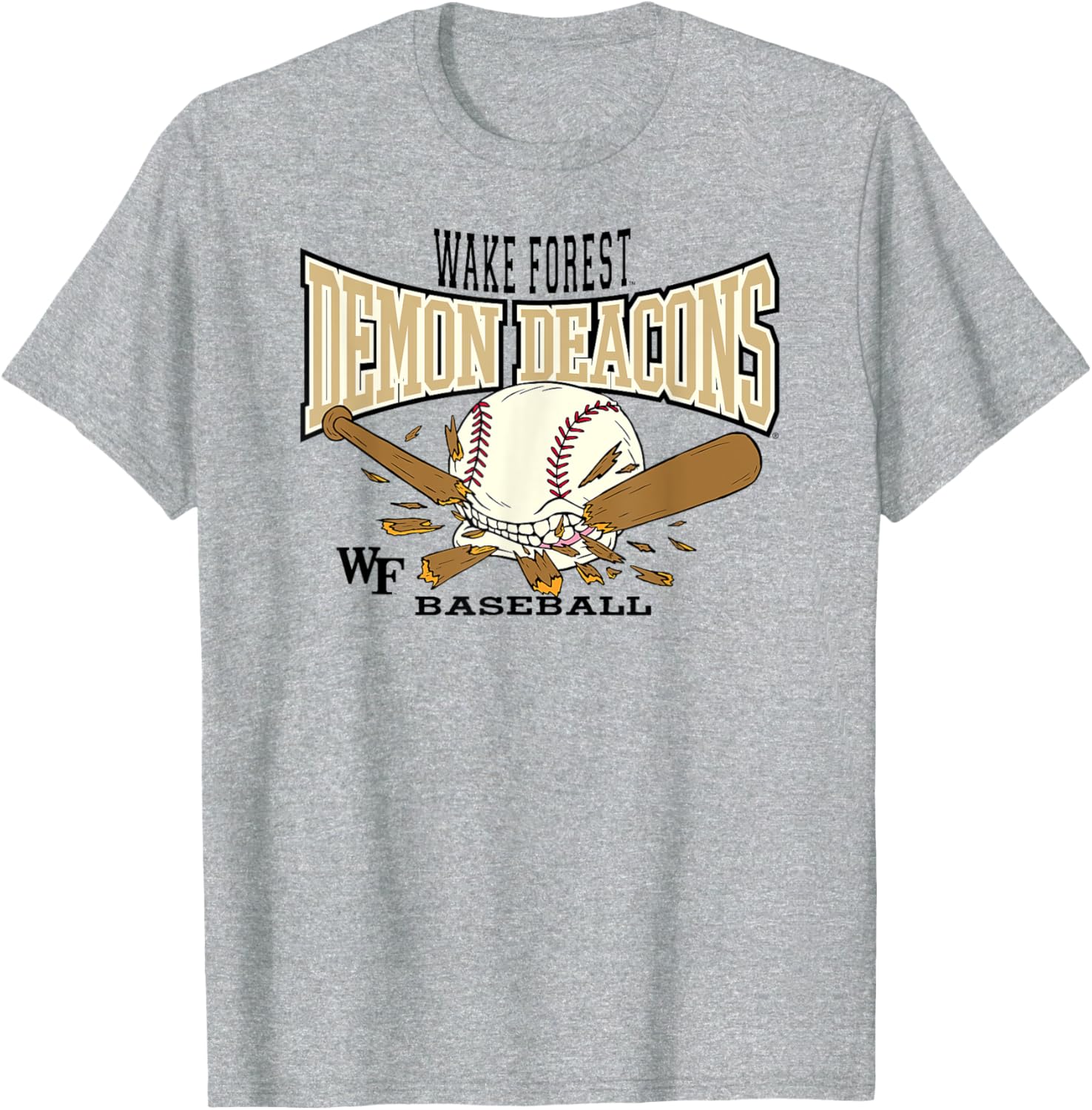 Wake Forest Demon Deacons Baseball Bite Gray T-Shirt for Fans - 1