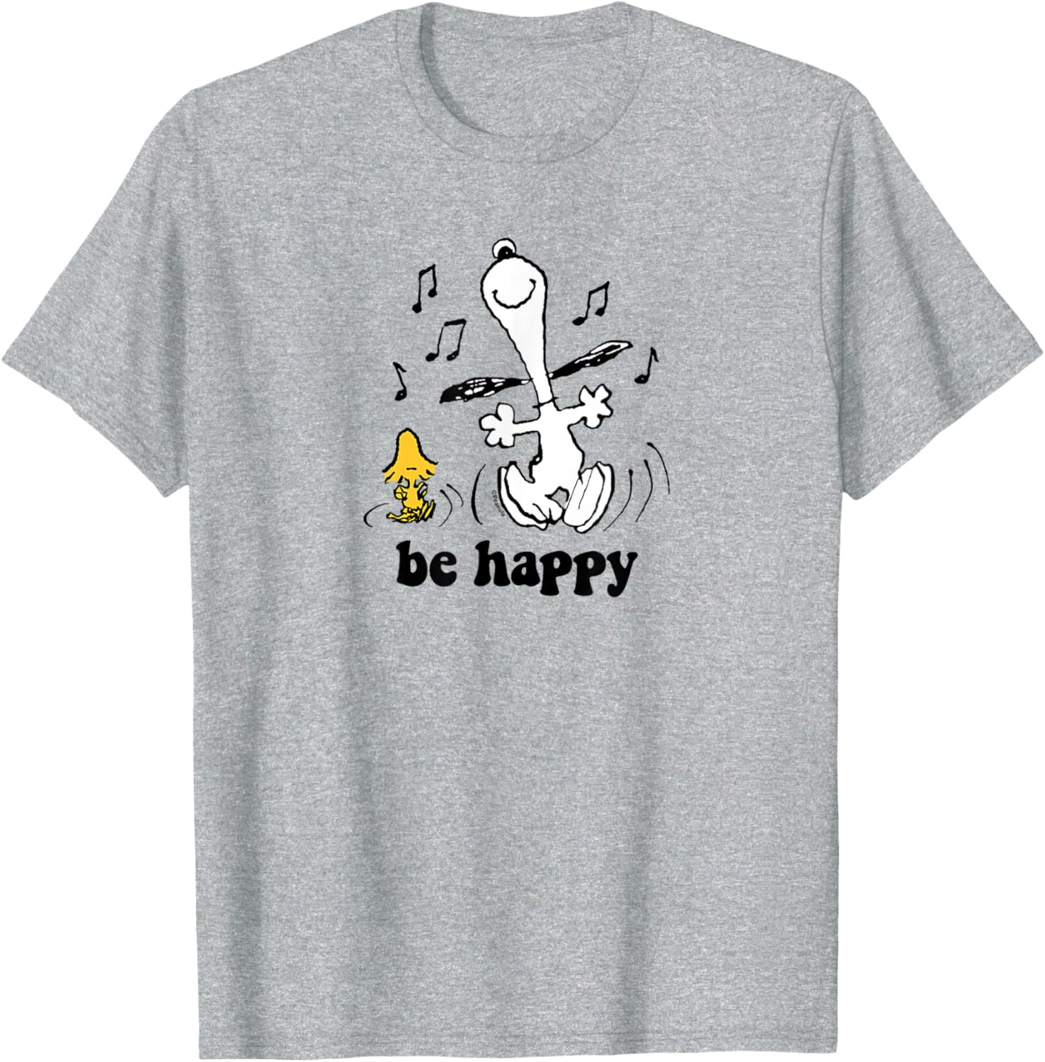 Peanuts Snoopy Woodstock Be Happy Dance T-Shirt Fun Graphic Tee - 9
