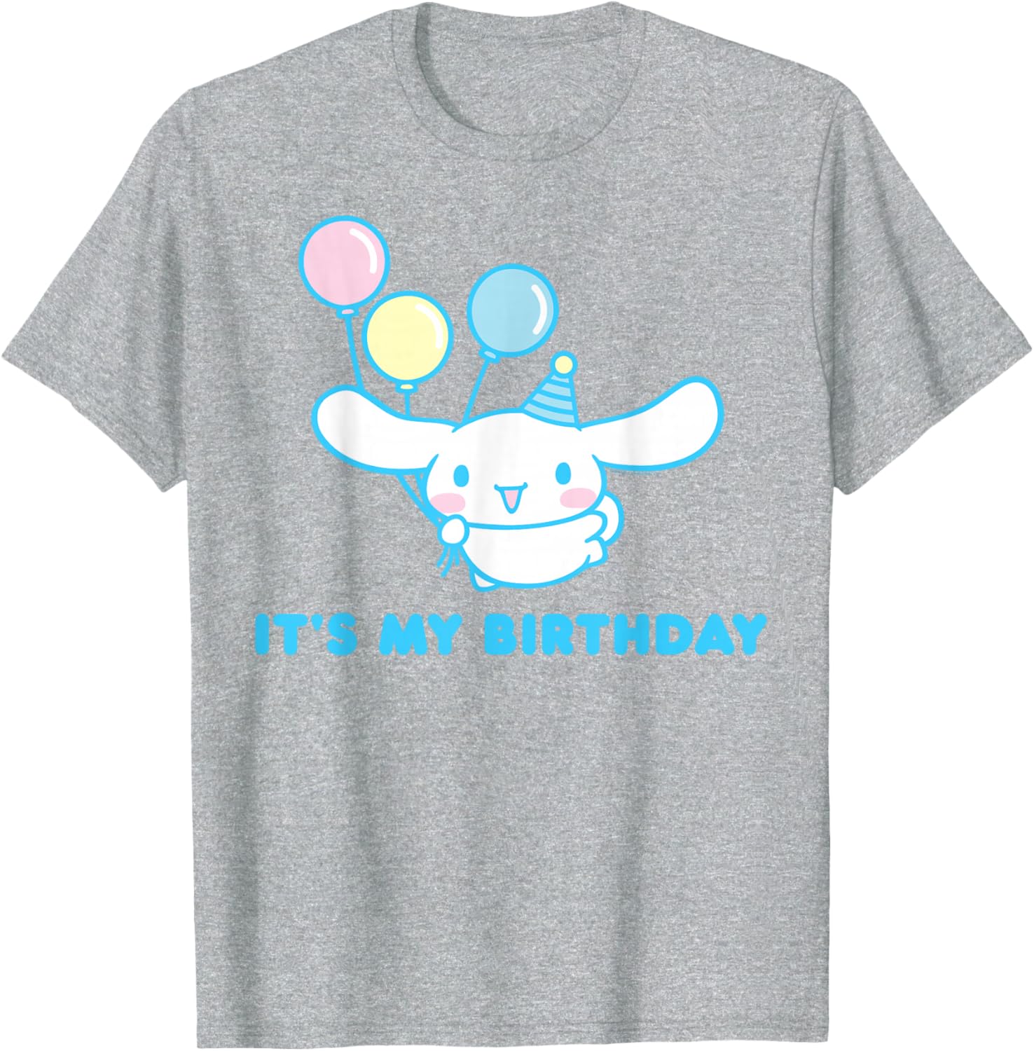 Sanrio Cinnamoroll Birthday T-Shirt for Adults - Blue Crew Neck Short Sleeve - 7