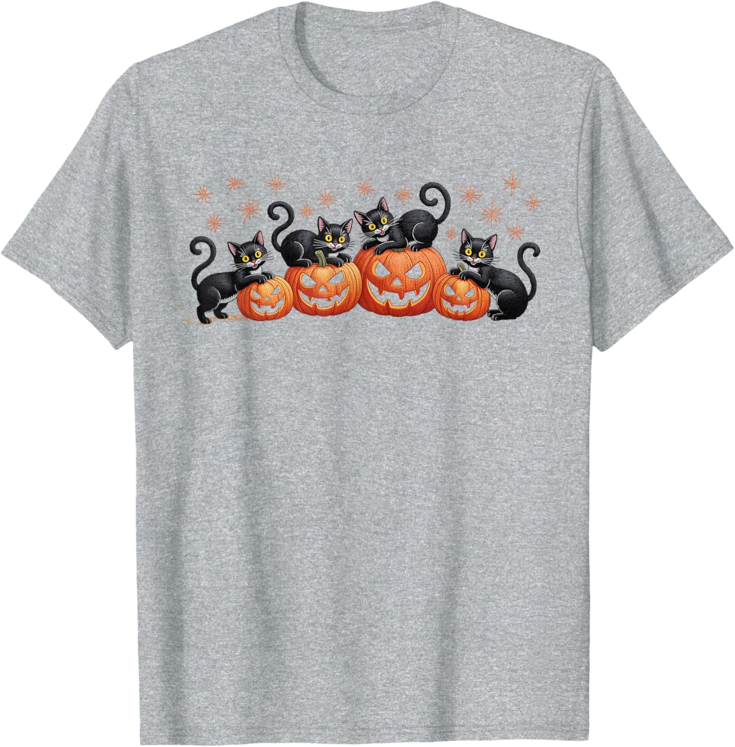 Black Cats on Pumpkins Halloween Party T-Shirt for Festive Fun - 4