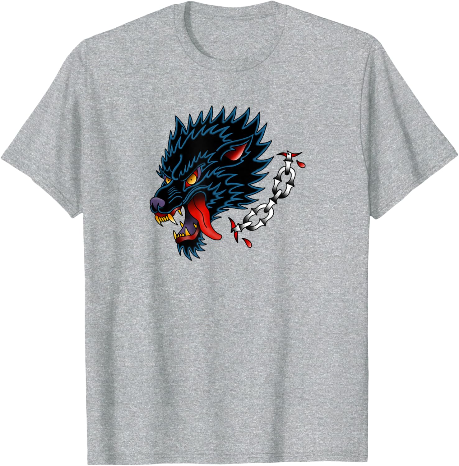 Old School Wolf Tattoo Design T-Shirt for Stylish Animal Lovers - 18