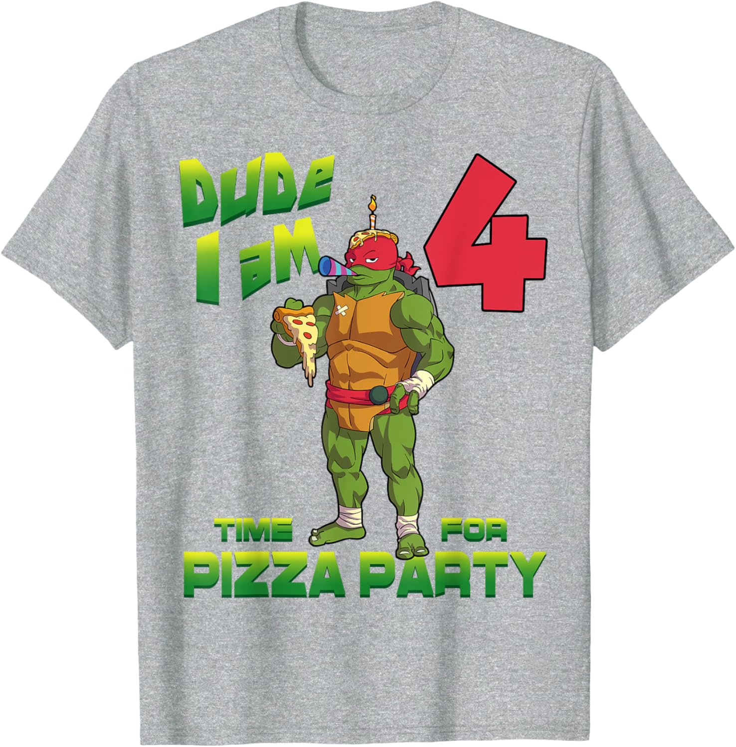 TMNT Raph Pizza Birthday Party T-Shirt for 4 Year Olds - Fun Kid's Clothing - 1