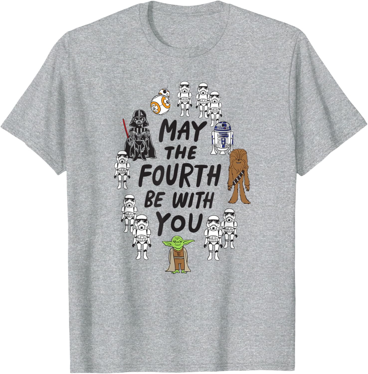 Star Wars Boys May the Fourth Doodle Characters T-Shirt in White Small - 1