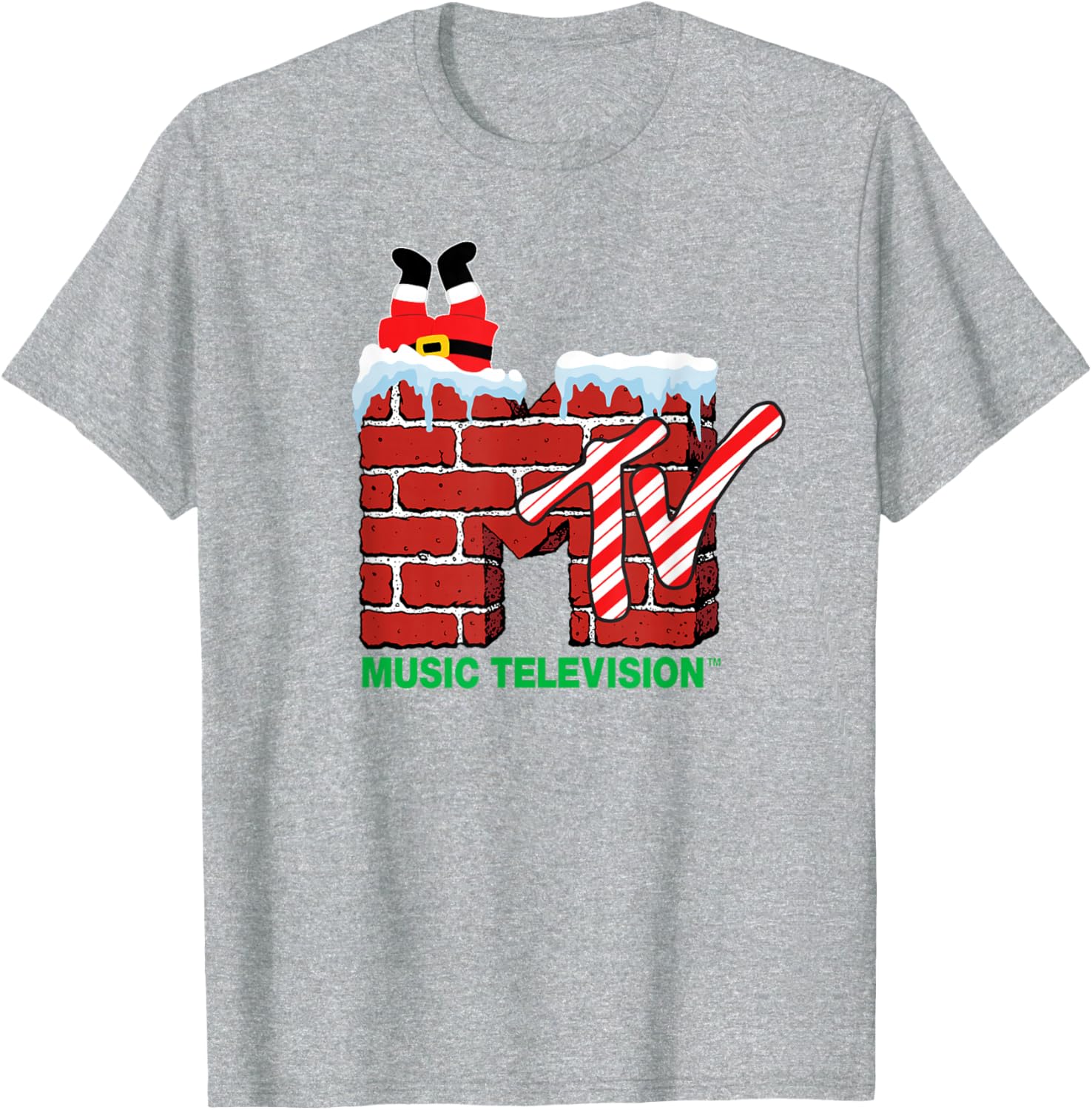 MTV Christmas Santa Claus Chimney Vintage T-Shirt for Holiday Cheer - 3