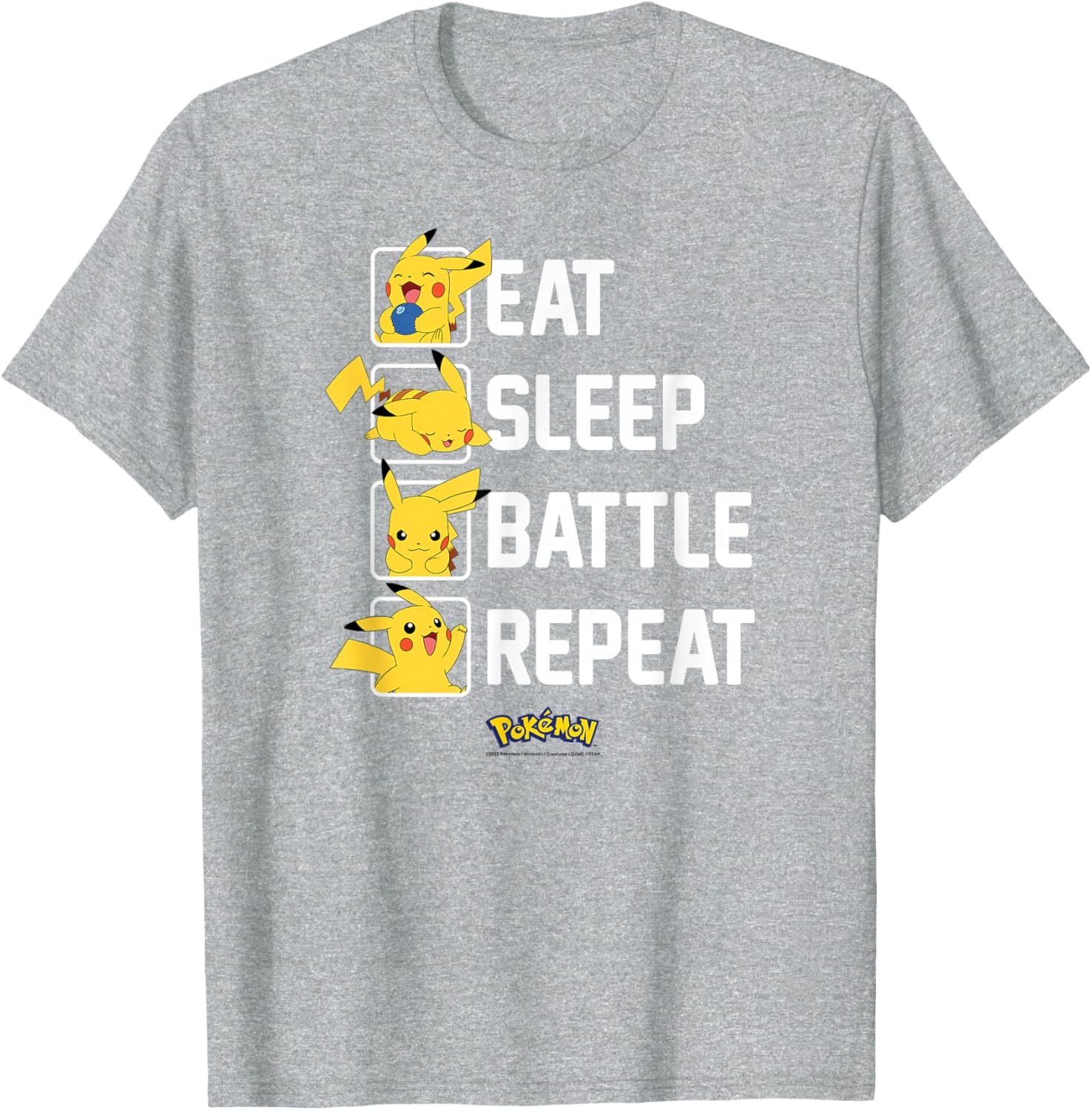 Pikachu Eat Sleep Battle Repeat T-Shirt for Pokémon Fans and Gamers - 5