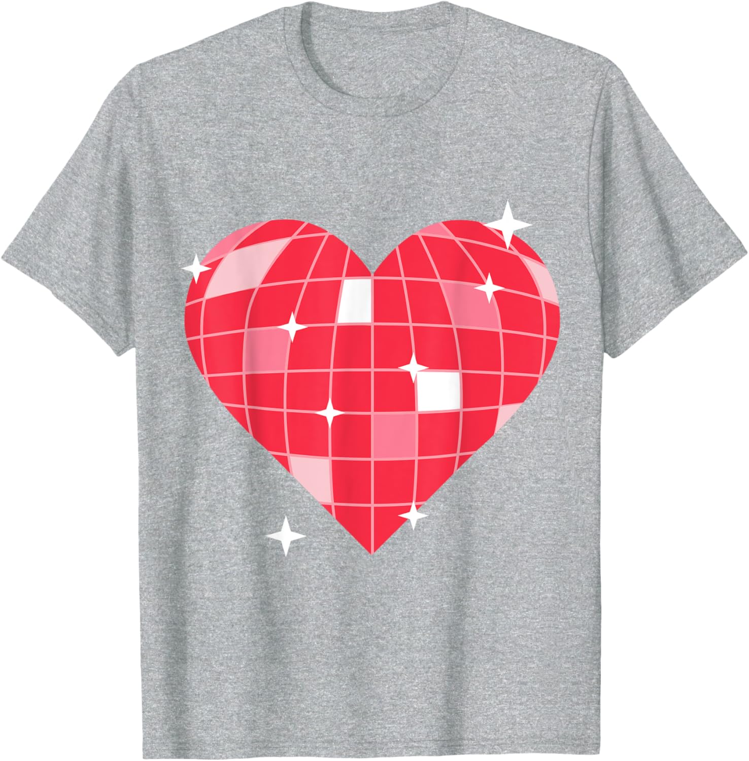 Retro 1970s Pink Heart Disco Ball T-Shirt for Vintage Lovers - 7
