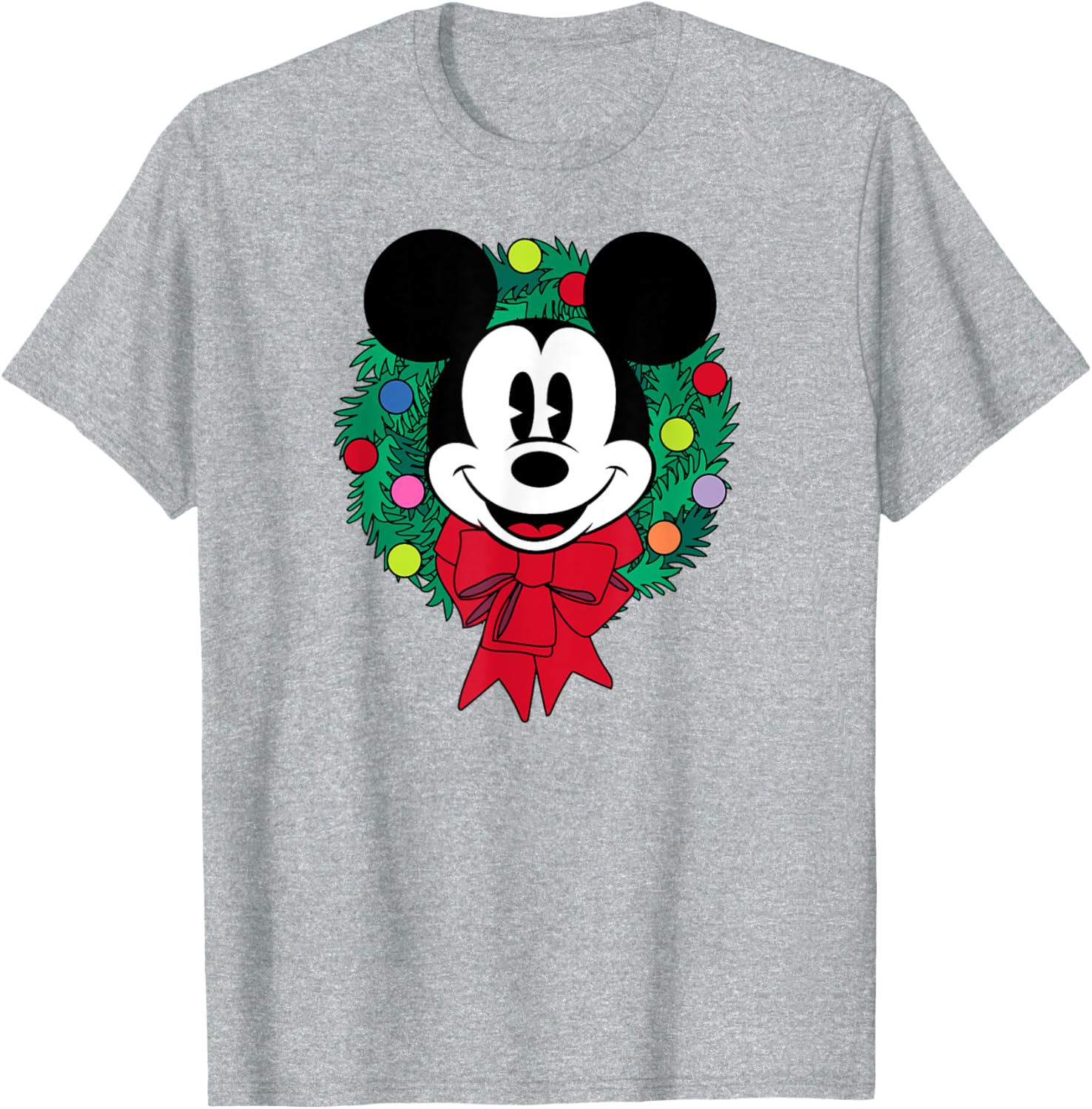 Festive Mickey Mouse Christmas Wreath T-Shirt for Men, Blue Small - 2