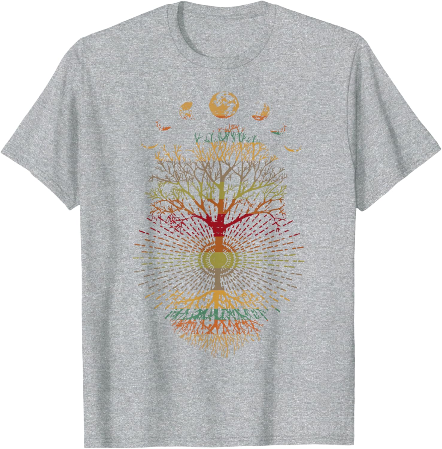 Phases of the Moon Retro Tree of Life T-Shirt 60s 70s Vibe - 8