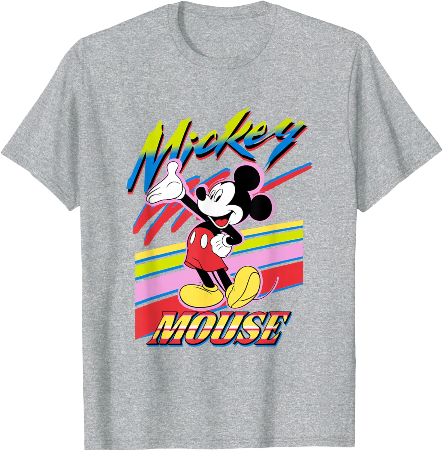 Vintage Disney Mickey and Friends Rainbow Stripes T-Shirt for Fun Style - 4