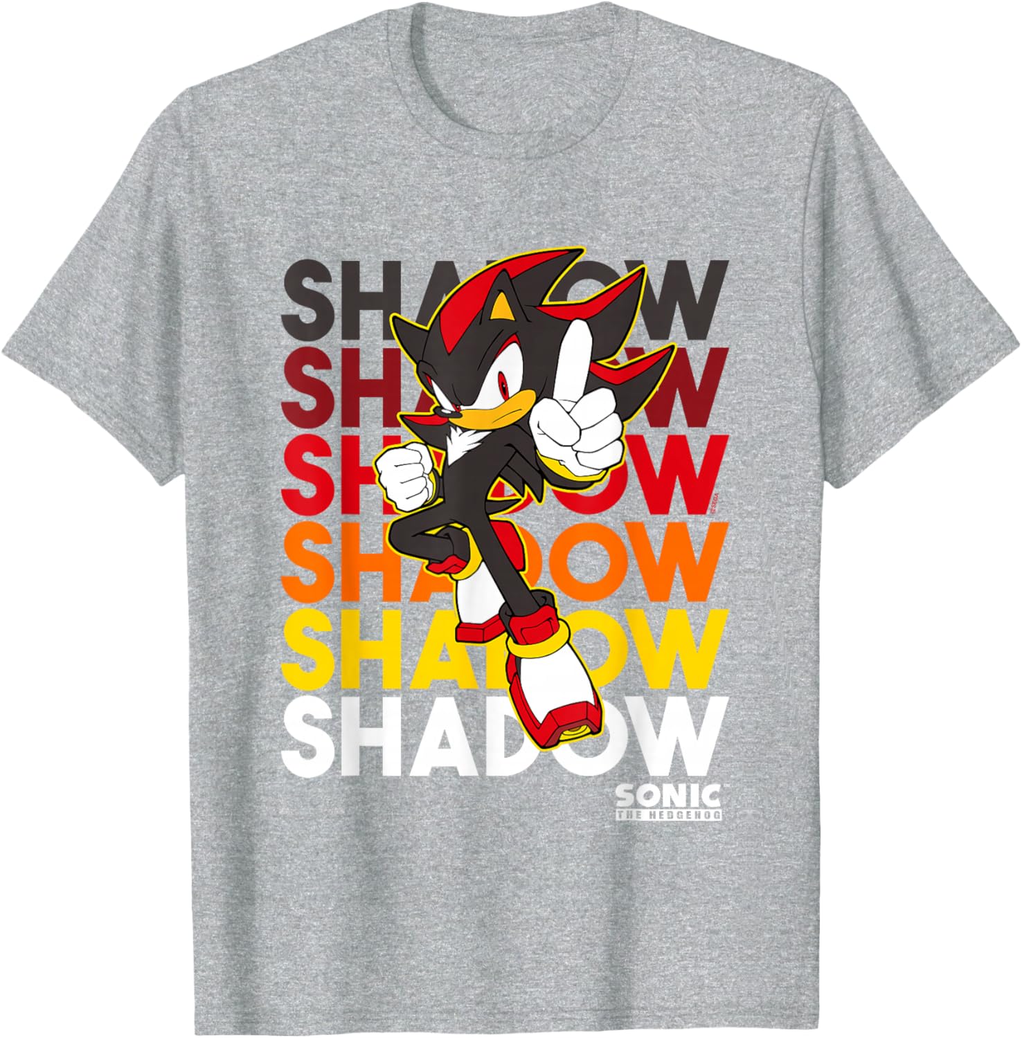 Sonic The Hedgehog Shadow Logo Stacked Text Cool Graphic T-Shirt - 9