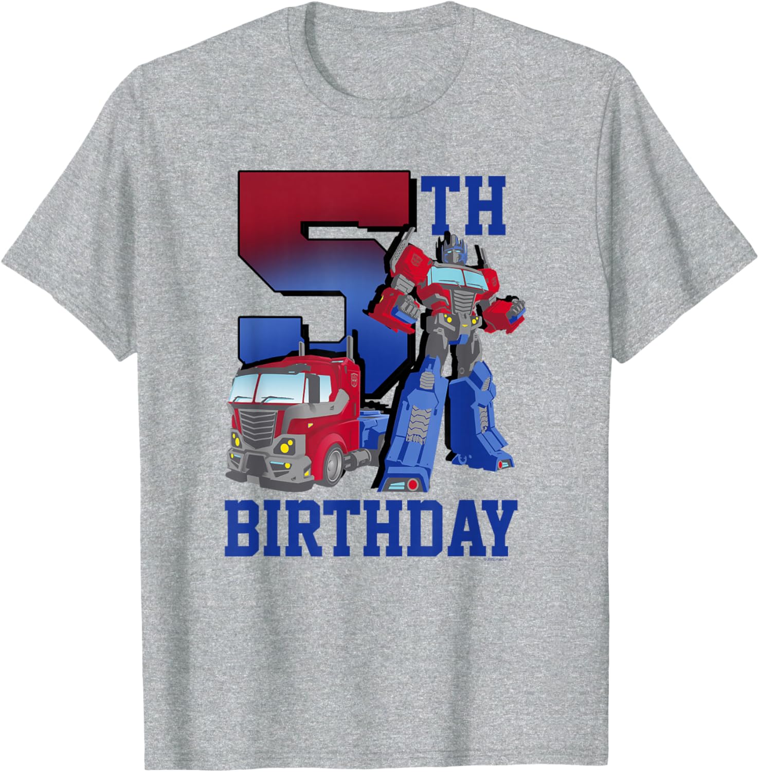 Transformers Optimus Prime 5th Birthday Gradient Poster T-Shirt for Kids - 2