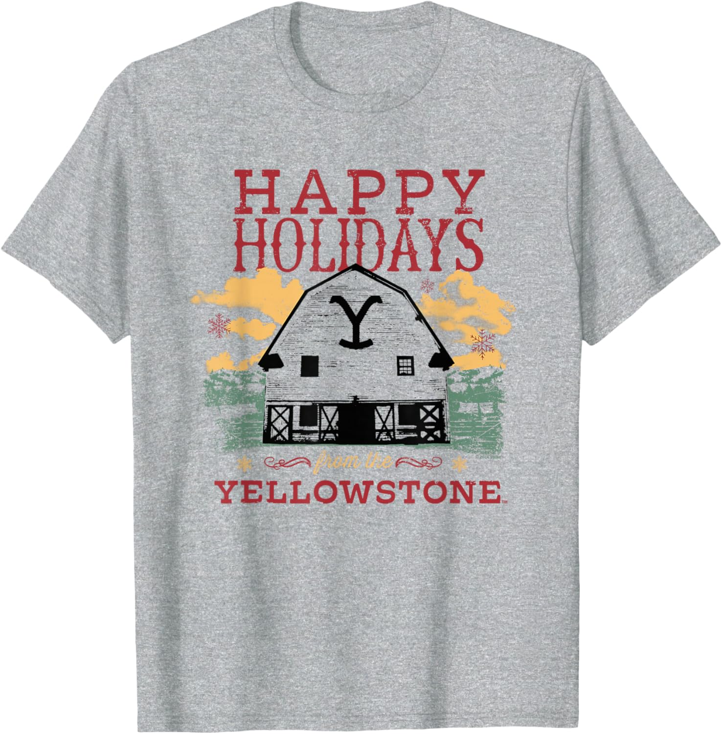 Yellowstone Christmas Happy Holidays Light T-Shirt for Festive Fun - 5