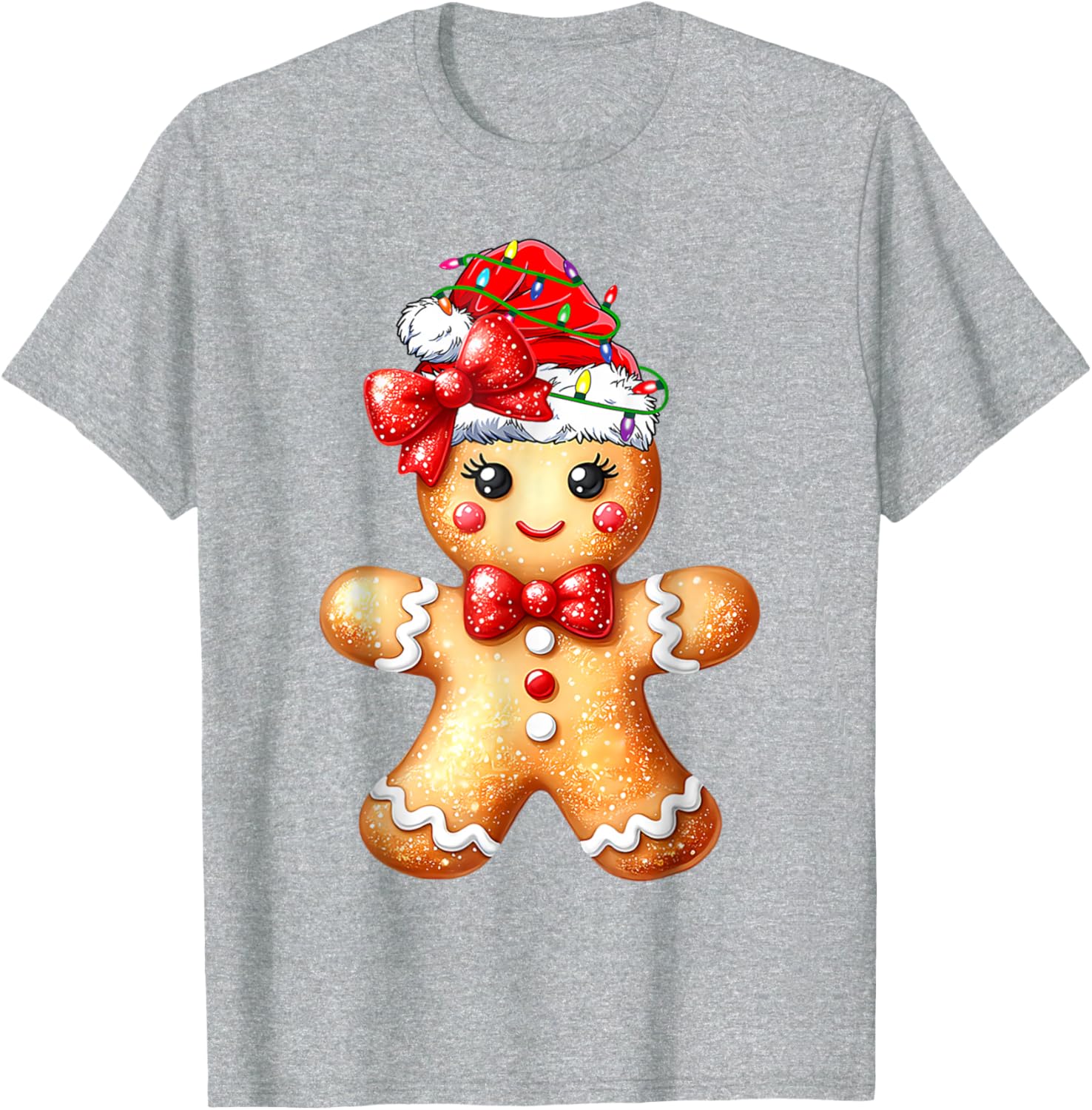 Merry Christmas Gingerbread Santa T-Shirt for Girls and Women - 4