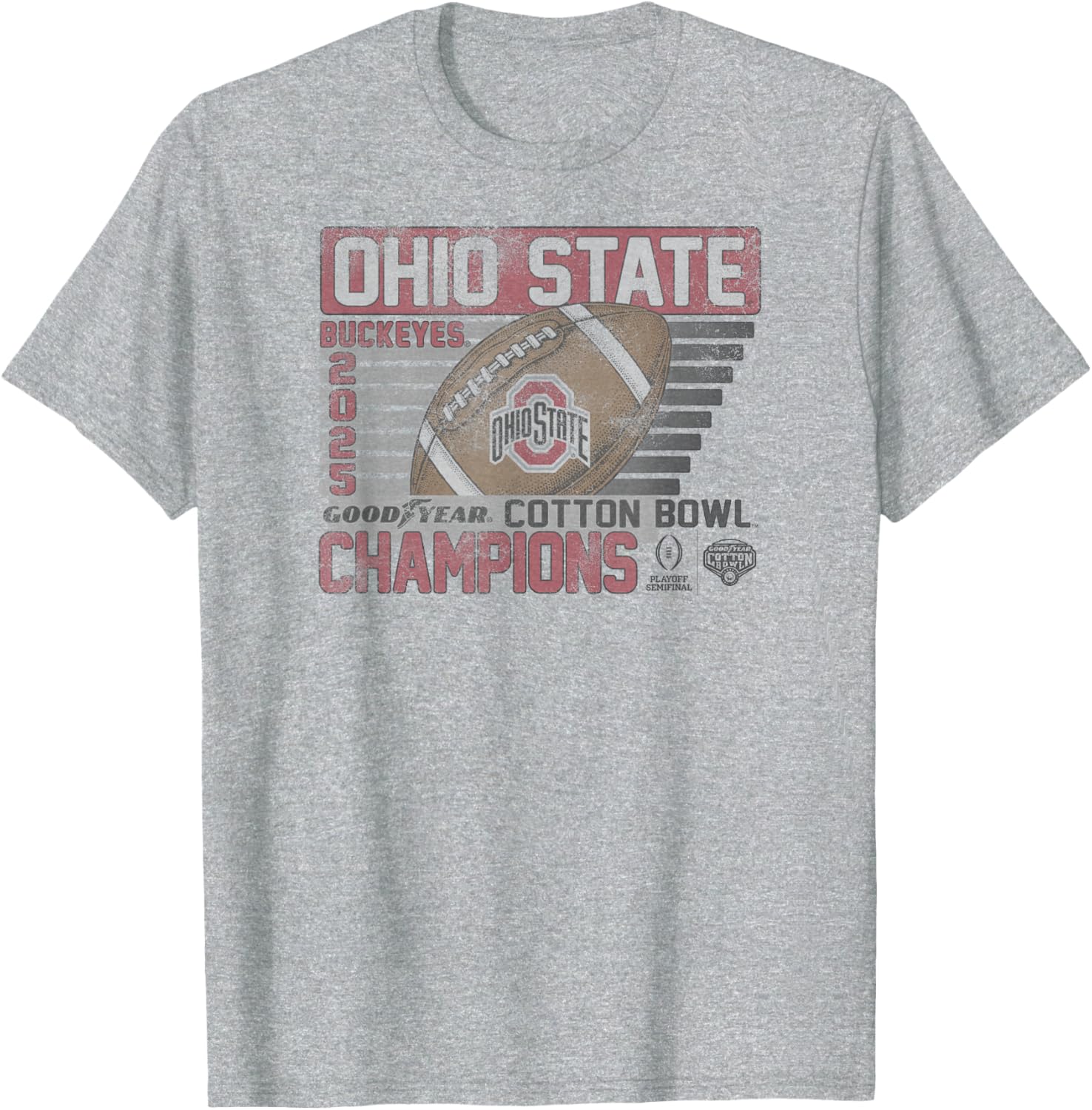 Ohio State Buckeyes 2025 Cotton Bowl Champs Retro Gray T-Shirt - 1