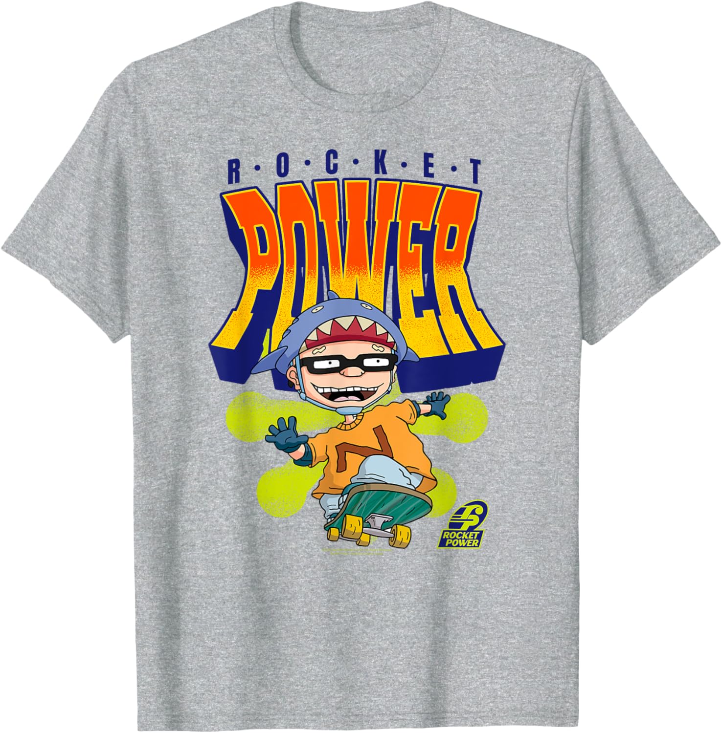 Retro Cartoon Shark Helmet Skateboarding T-Shirt for Fun Lovers - 3