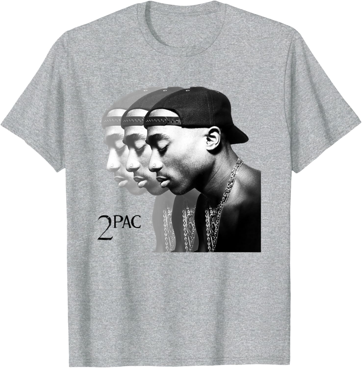 Tupac Shakur Unisex Repeat T-Shirt in Blue, Short Sleeve Cotton Blend - 4