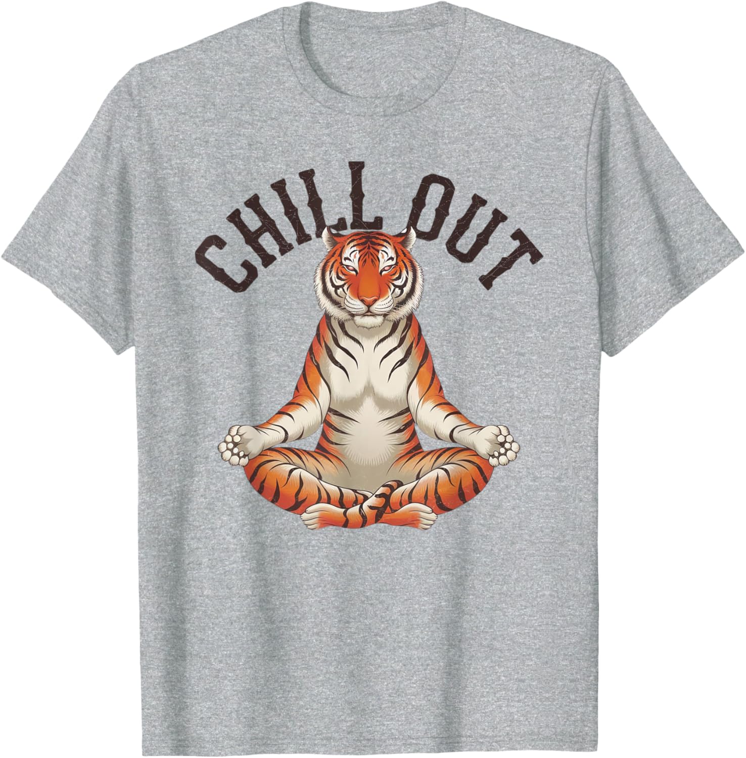 Tiger Chill Out Vintage Yoga T-Shirt for Fun Meditation Lovers - 9