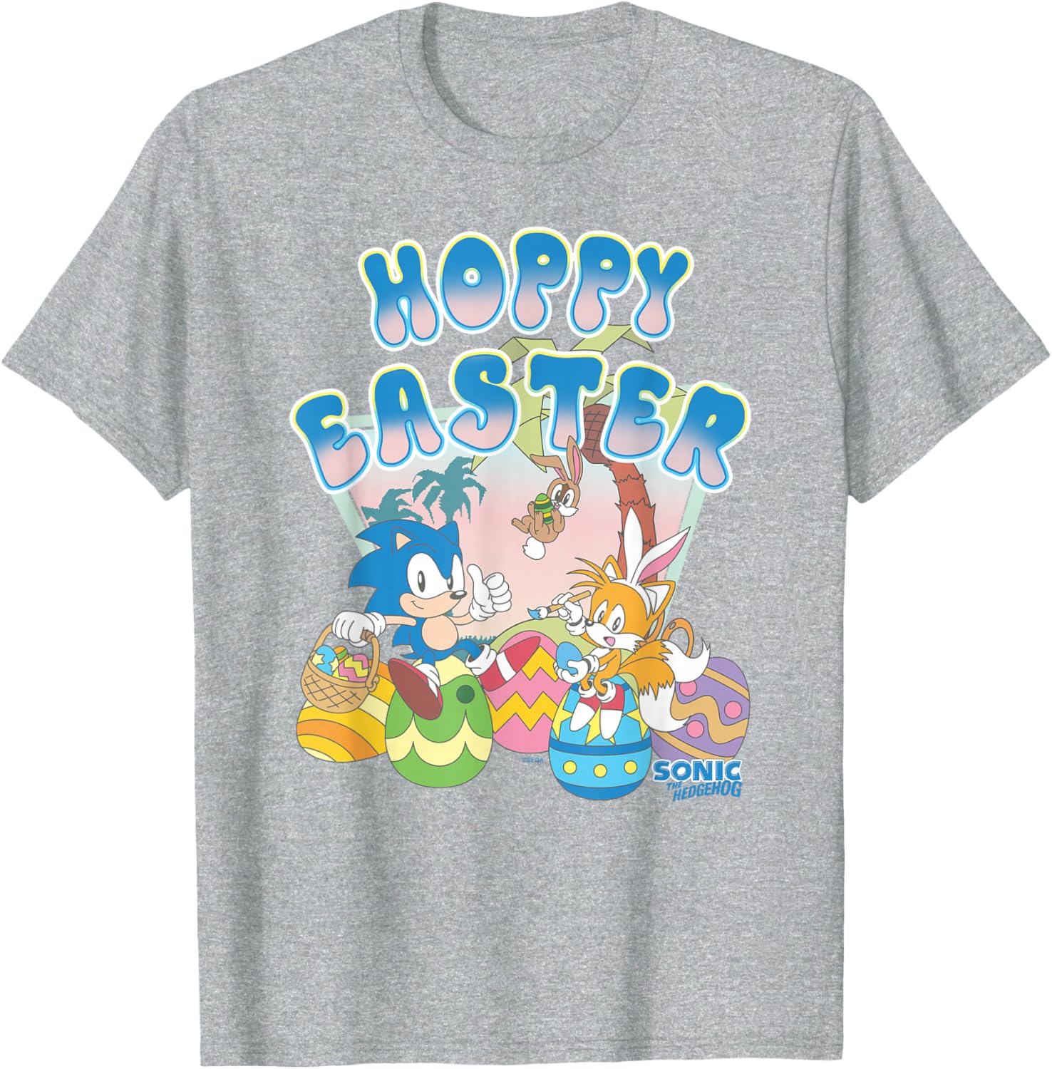 Sonic The Hedgehog Hoppy Easter T-Shirt with Retro Big Logo - 5