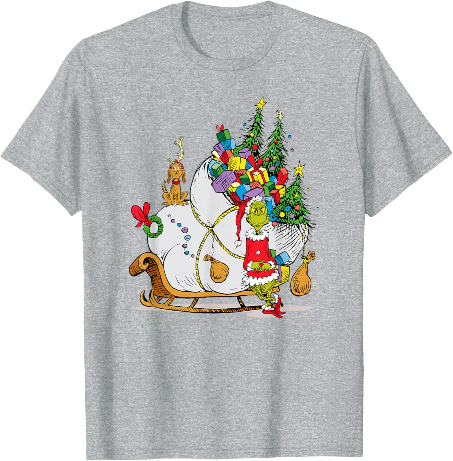 Dr. Seuss Grinch Sleigh T-Shirt - Fun Christmas Apparel for Everyone - 4