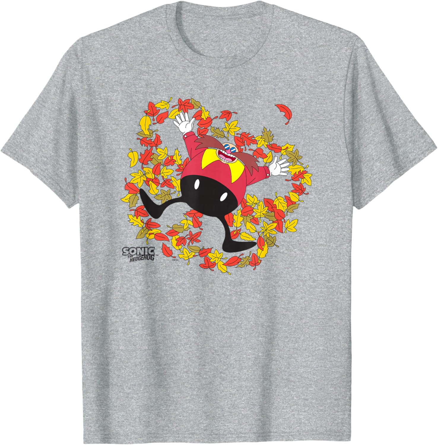 Sonic the Hedgehog Dr Eggman Happy Leaves Angel Chest Logo T-Shirt - 4