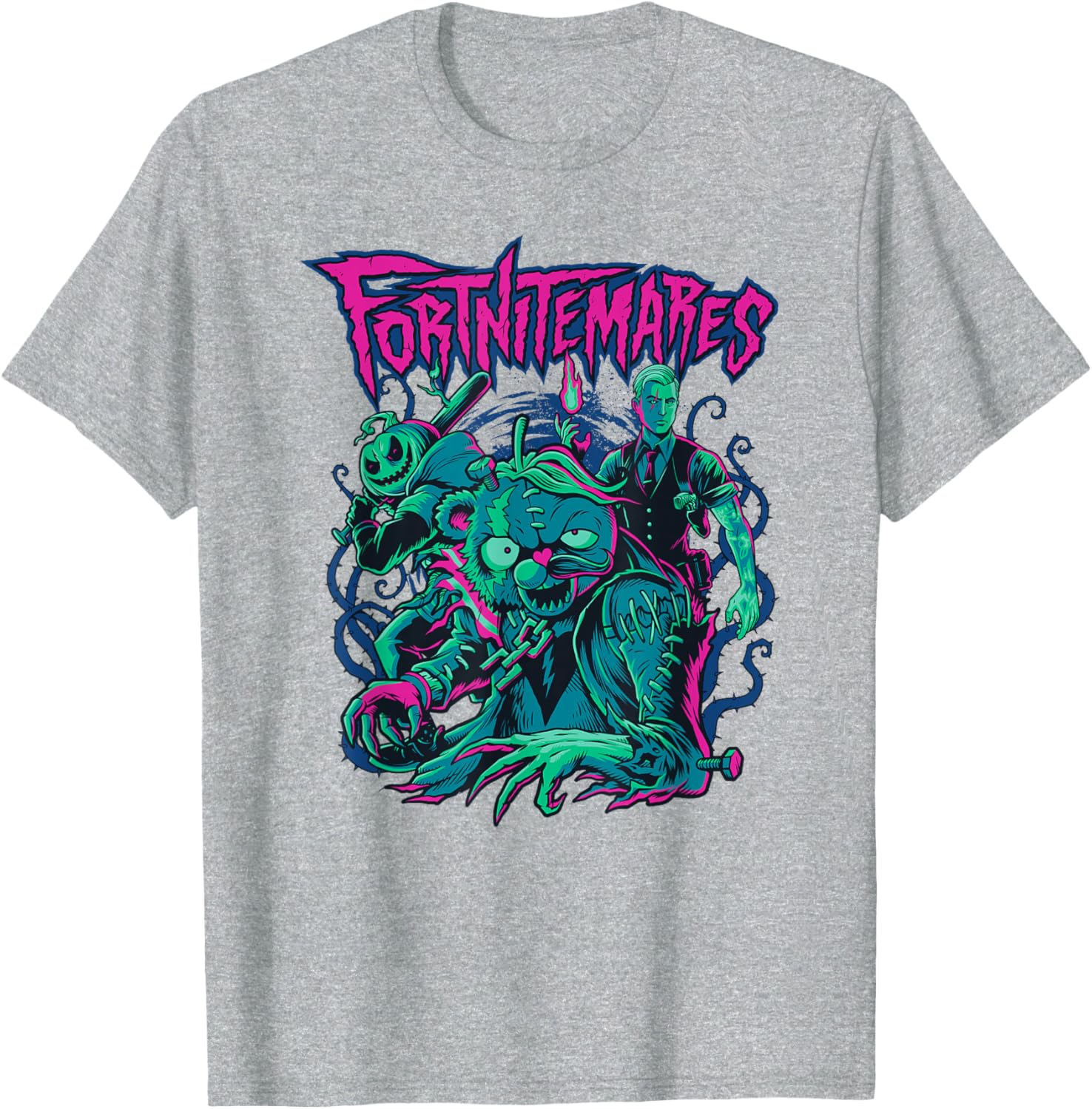 Fortnite Halloween Fortnitemares Retro Horror Group Shot T-Shirt for Fans - 18