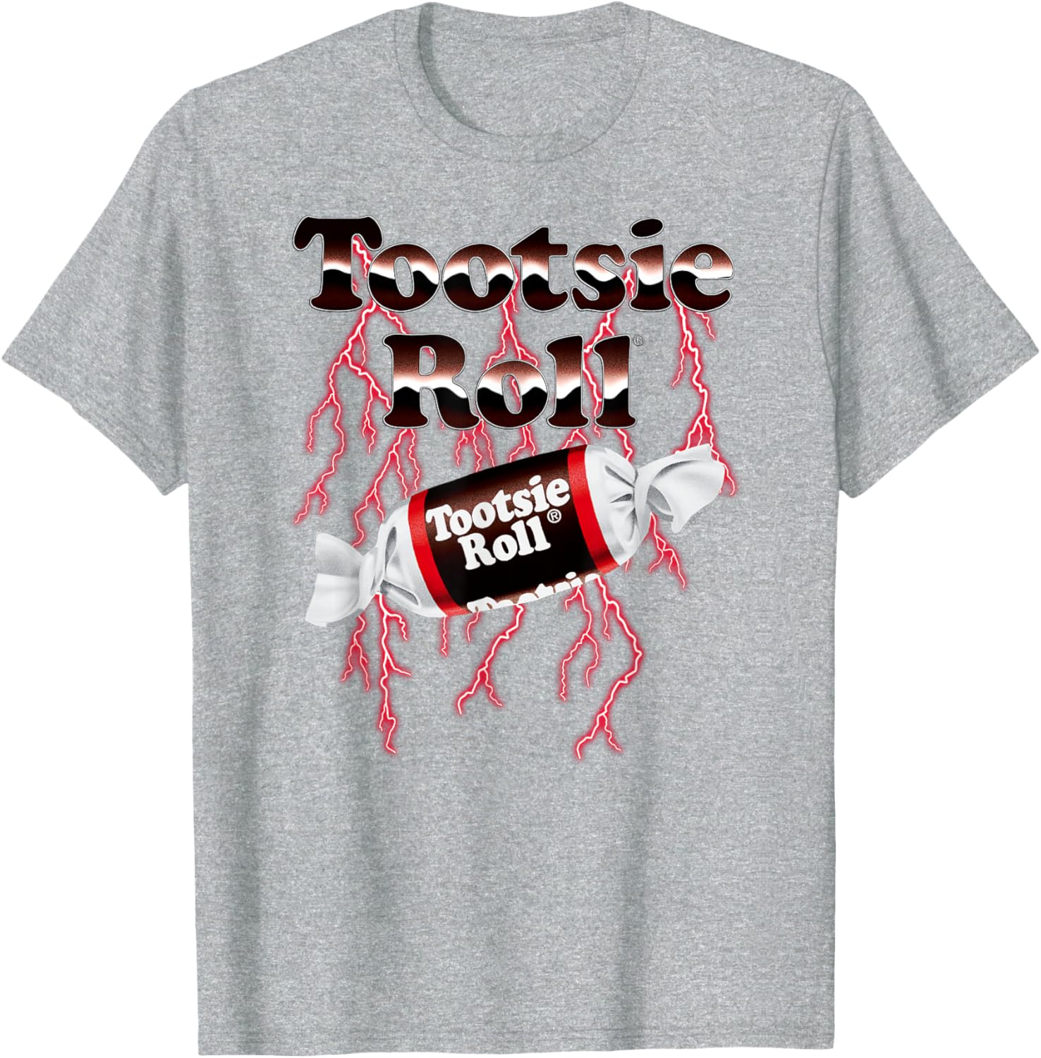 Tootsie Roll Chrome Logo T-Shirt with Red Lightning Design for Candy Lovers - 1