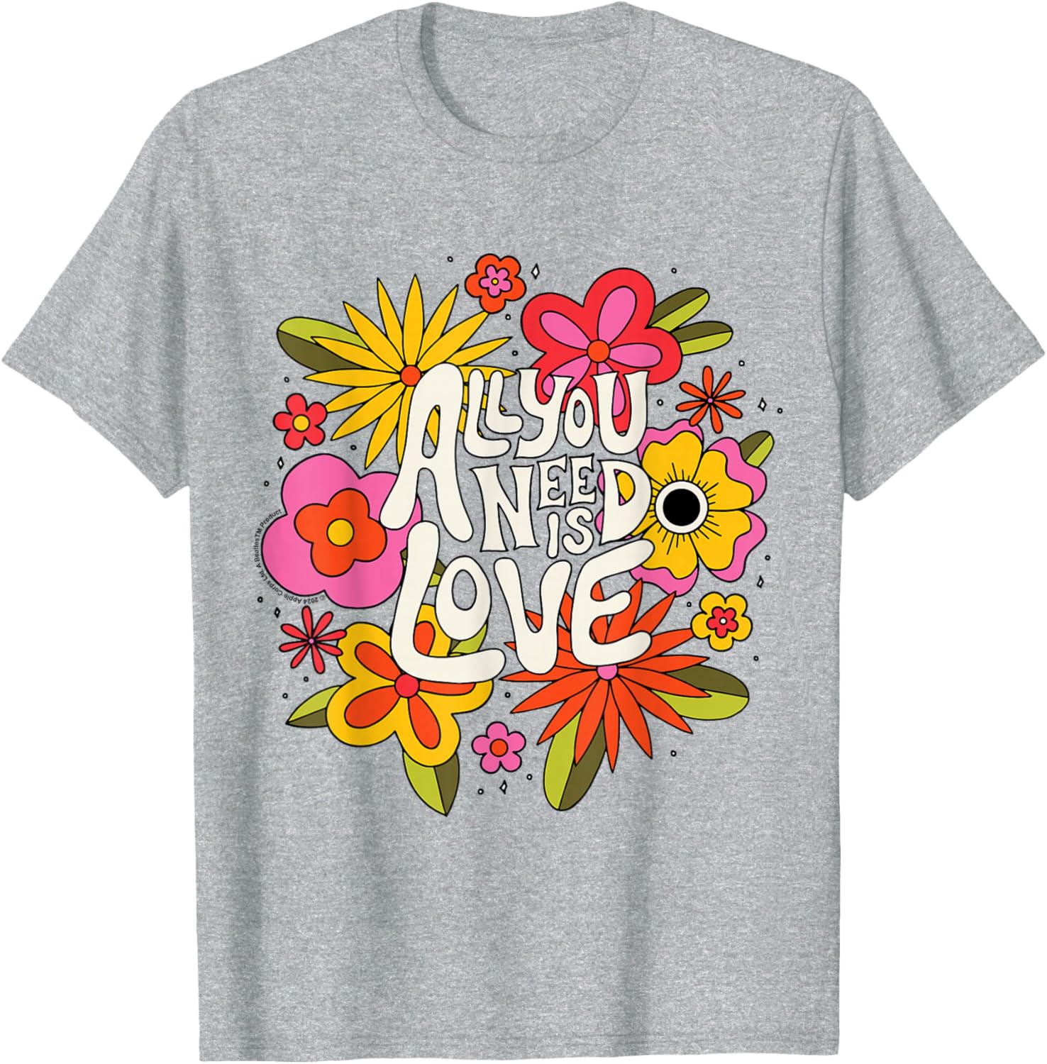 The Beatles All You Need Is Love Retro Floral T-Shirt for Music Lovers - 3