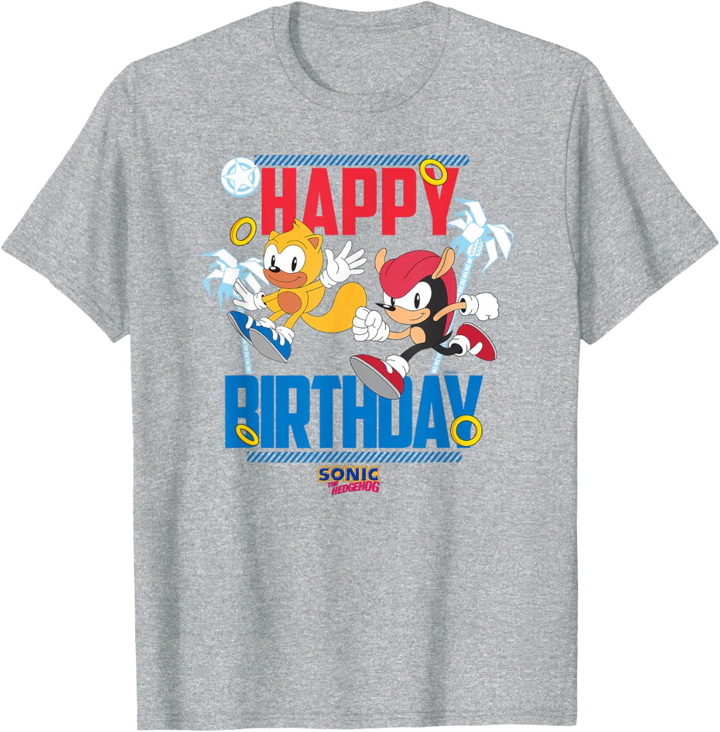 Sonic The Hedgehog Birthday Big Poster T-Shirt with Mighty and Ray Design - 3