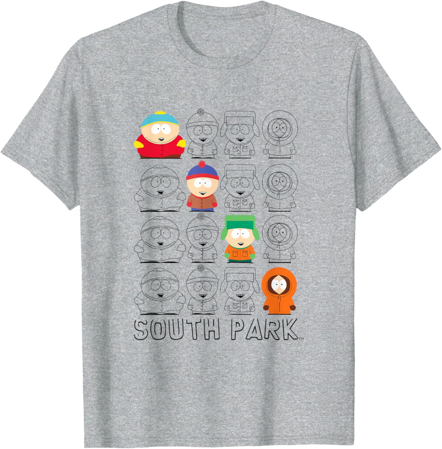 South Park Diagonal Character Box Up T-Shirt for Fun Stylish Fans - 7