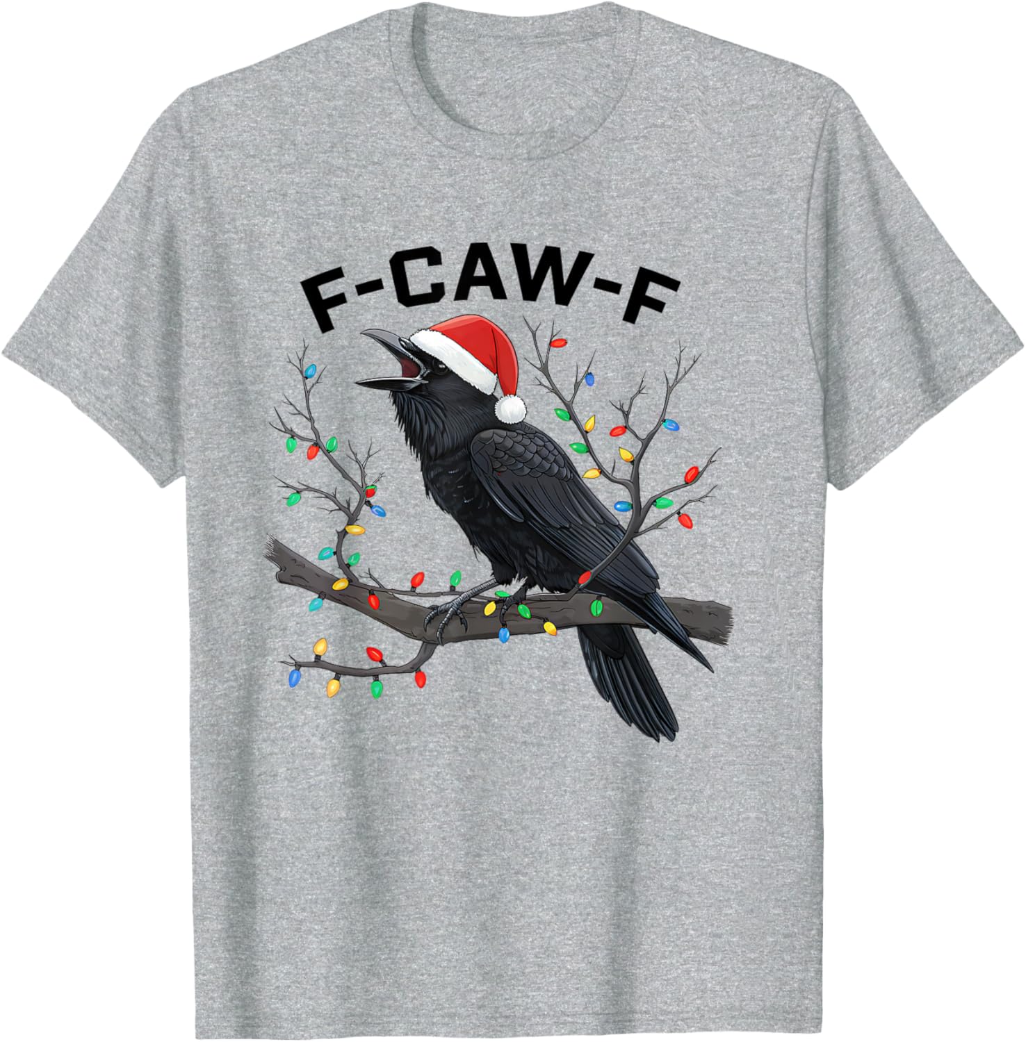 Funny Retro Black Crow F-Caw-F Santa Hat T-Shirt for Christmas Fun - 15