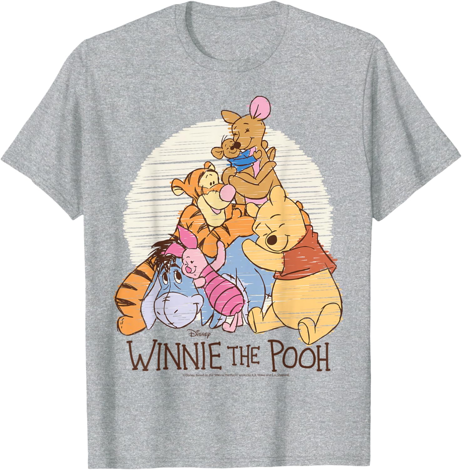 Winnie The Pooh Characters Hug T-Shirt for Kids and Adults Fun Wear - 13