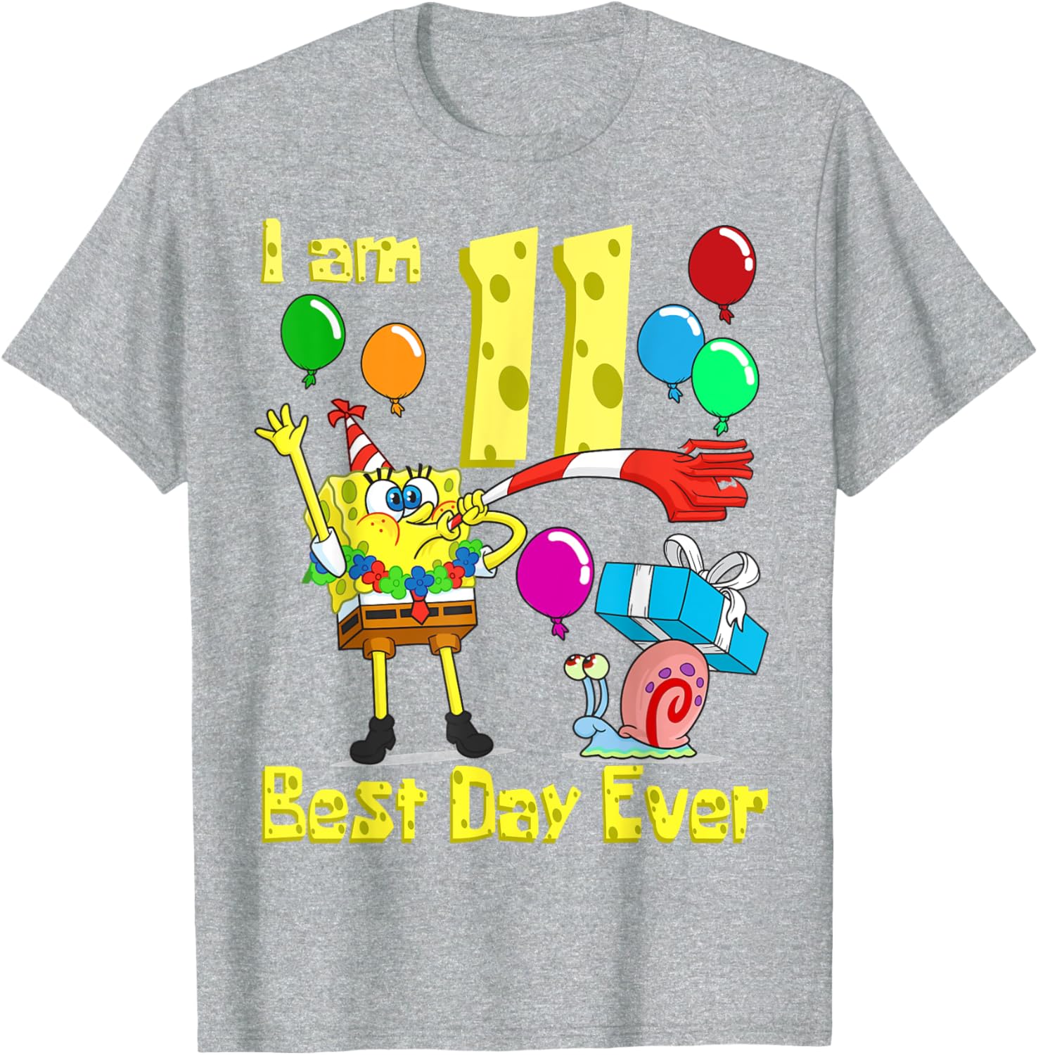 SpongeBob Birthday T-Shirt for 11 Year Olds Fun Party Apparel - 11