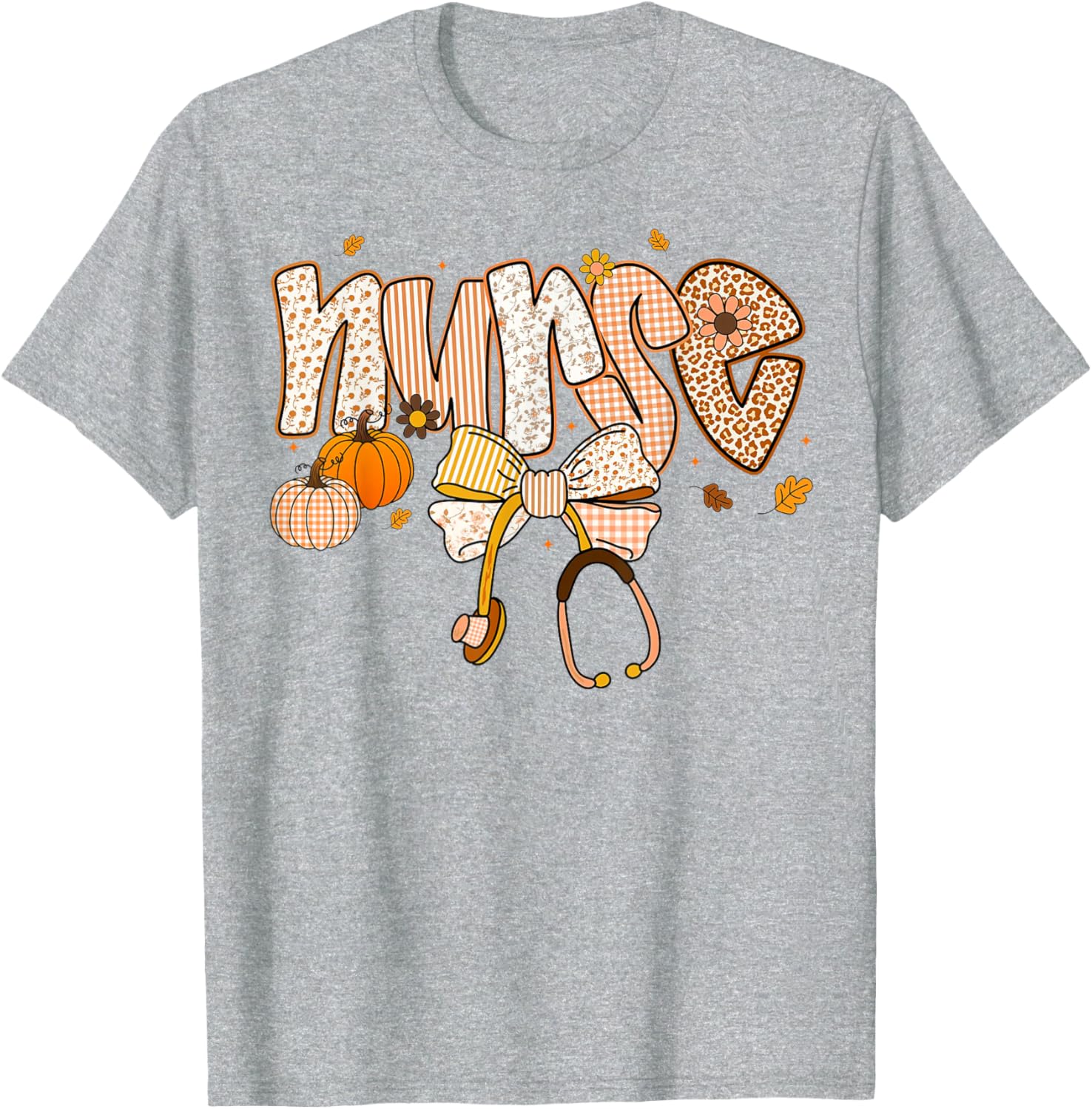 Pumpkin Nurse Thanksgiving Stethoscope Fall Scrub Top T-Shirt for ER - 29