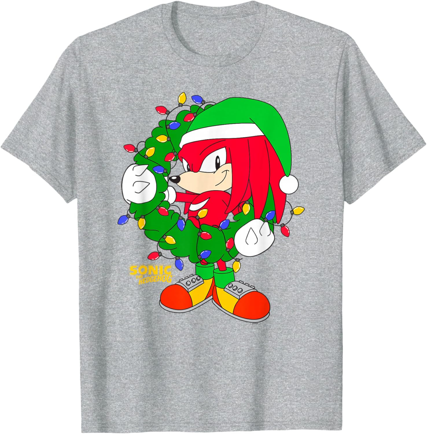 Sonic the Hedgehog Christmas Knuckle Wreath T-Shirt for Holiday Cheer - 12