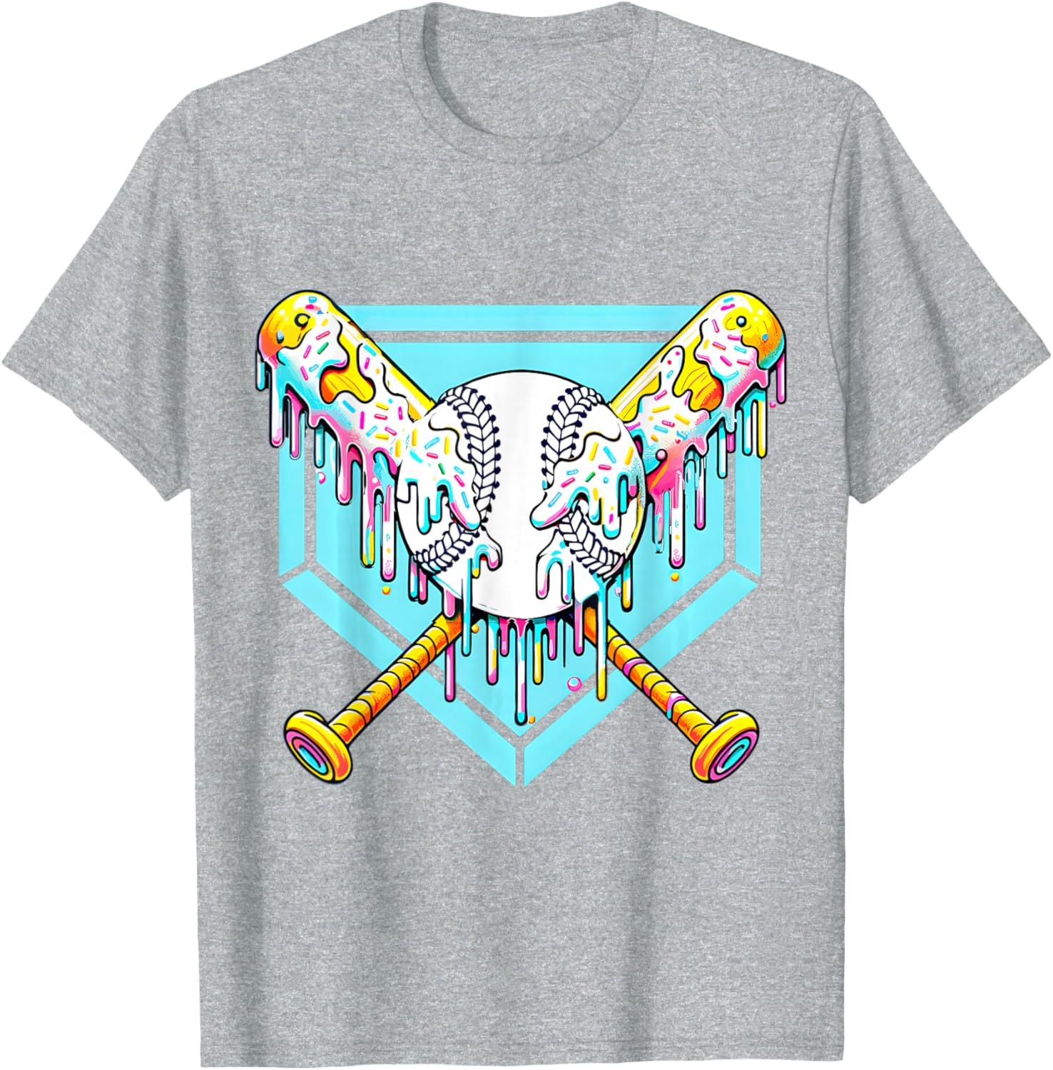 Youth Baseball Drip Ice Cream T-Shirt Fun Apparel for Young Athletes - 16