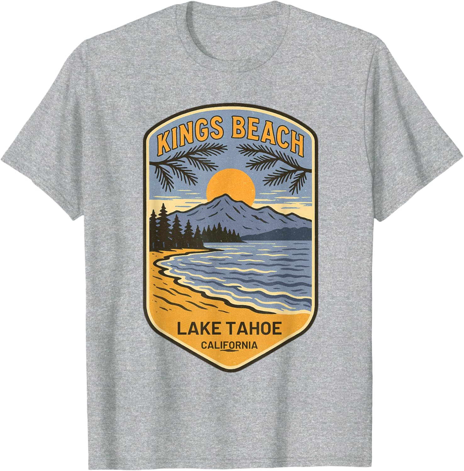Retro Kings Beach Lake Tahoe T-Shirt Vintage Art Souvenir Apparel - 1