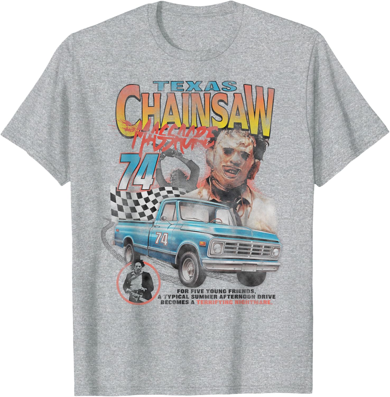 Texas Chainsaw Massacre Pickup Truck Racing Horror T-Shirt for Fans - 2