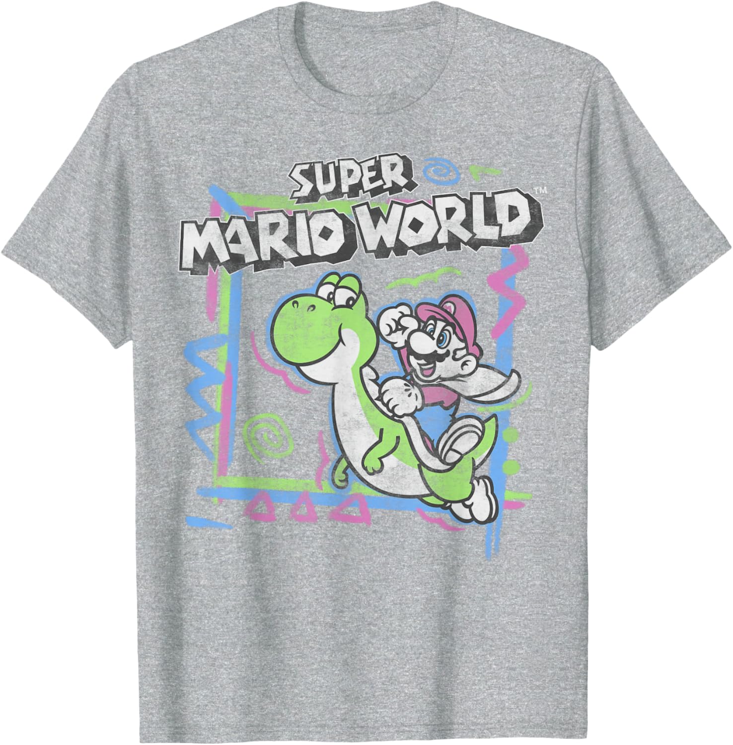Retro Super Mario World Neon Yoshi Ride T-Shirt for Gamers and Fans - 10