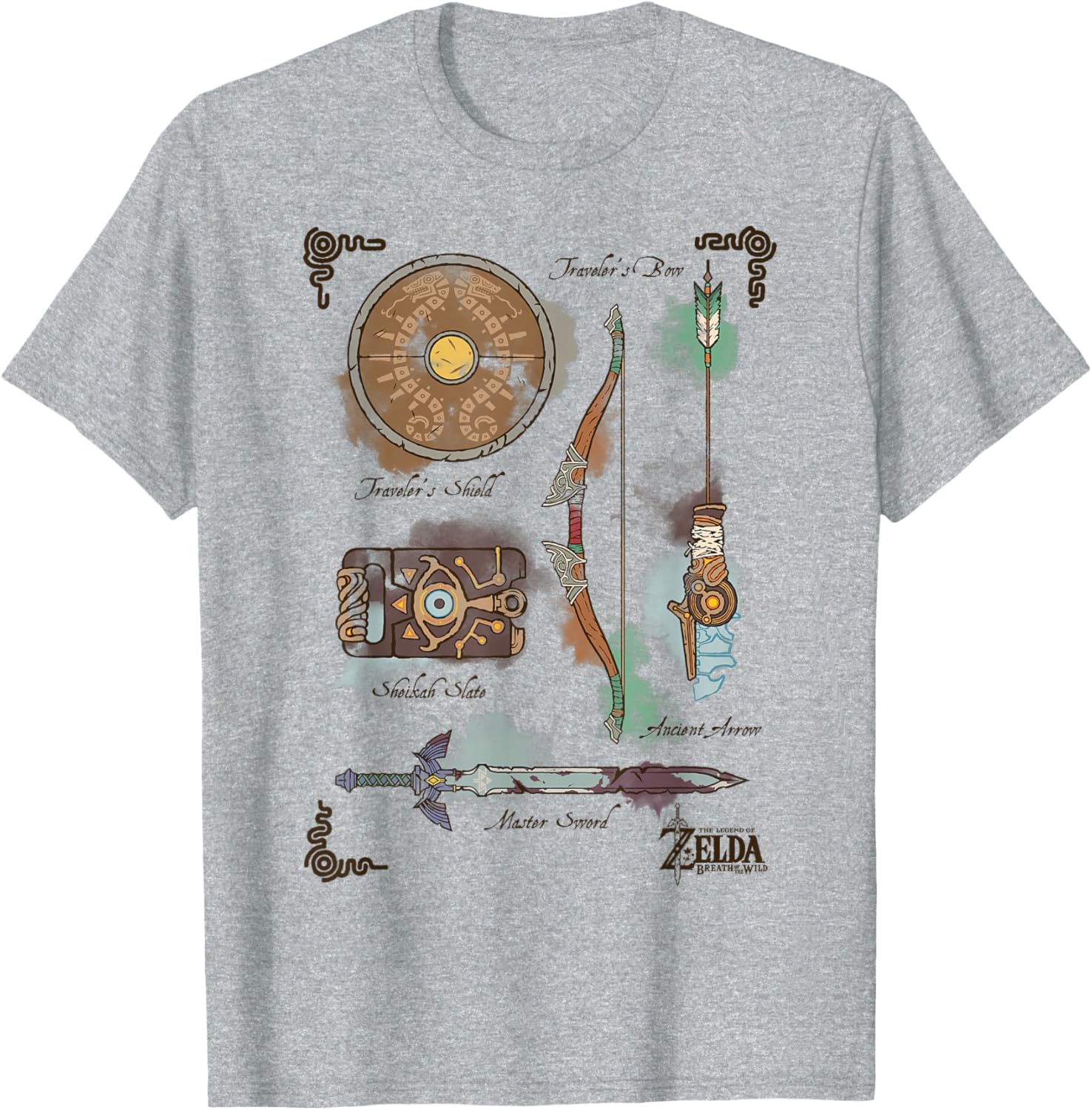 Zelda Breath of the Wild Link Inventory Graphic T-Shirt for Fans - 7