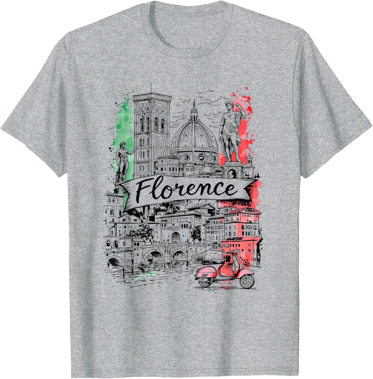 Vintage Florence Italy Art T-Shirt Souvenir for Travel Lovers - 7