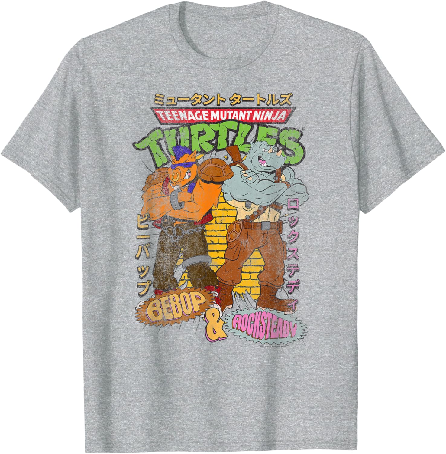 Retro Teenage Mutant Ninja Turtles Bebop & Rocksteady Kanji T-Shirt - 3
